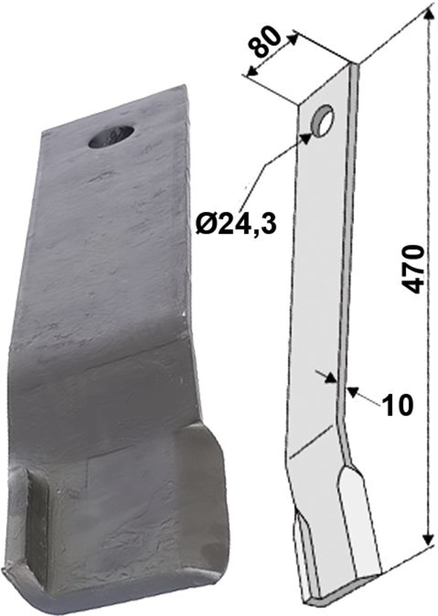 Industriehof® Schlegelmesser links/rechts 470 x 80 x 10 mm, für Rübenroder Humus HKN 1000, HKN 1200