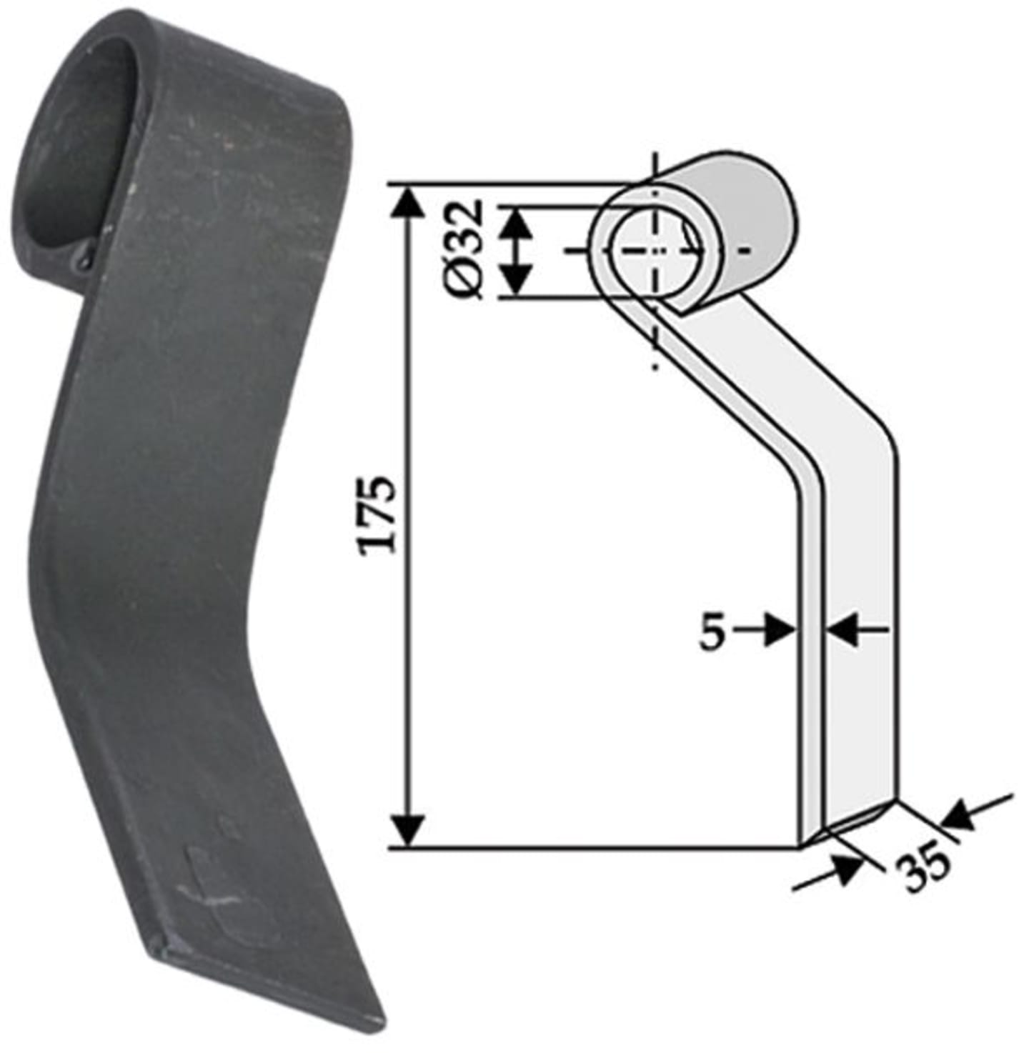 Industriehof® Schlegelmesser 175 x 35 x 5 mm, für Mulcher Agromet, 63-NEU-01