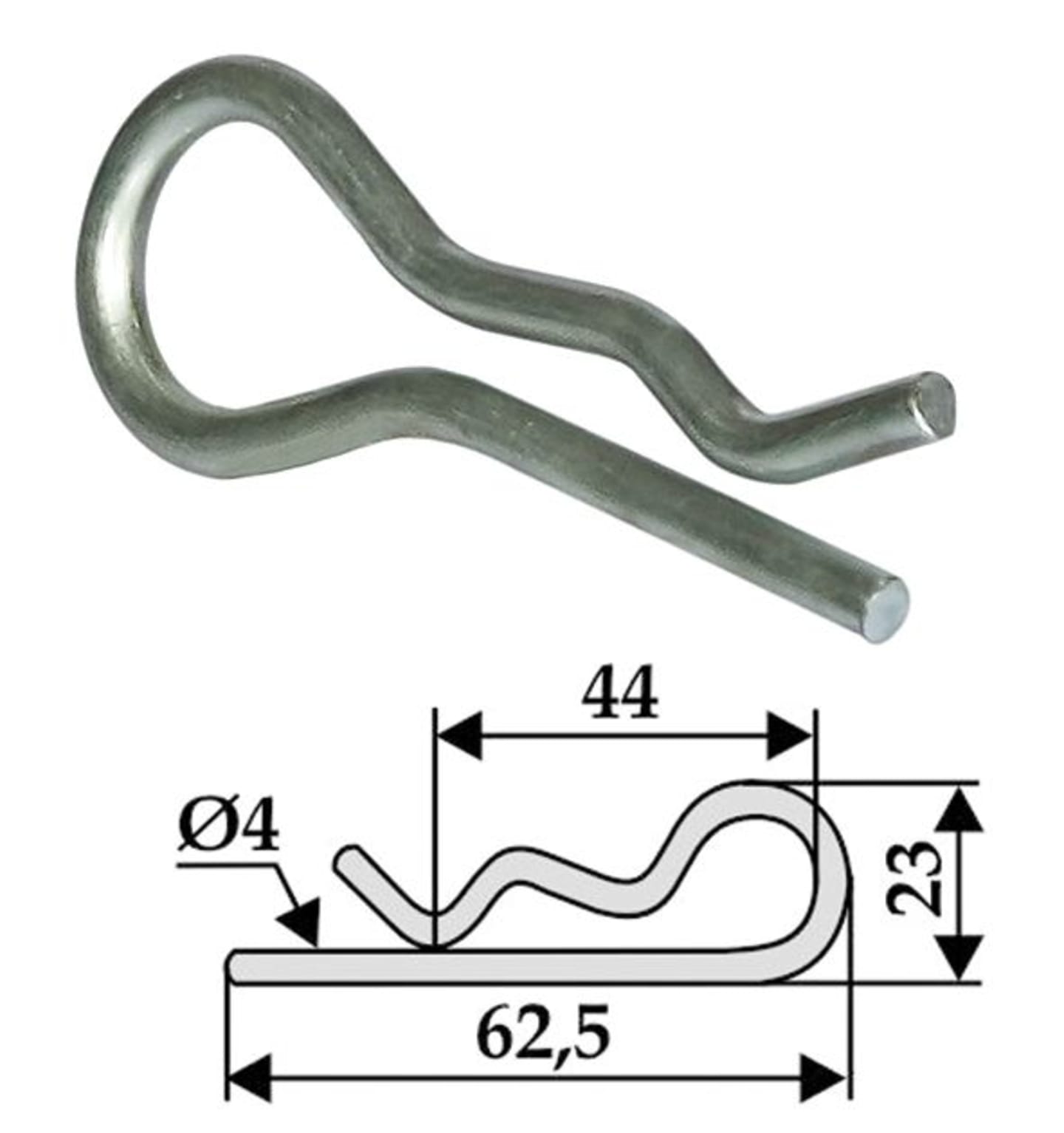 Industriehof® Spezialfederstecker Ø 4,0 mm x 62,5 mm, für Gyro, 63-NIC-82