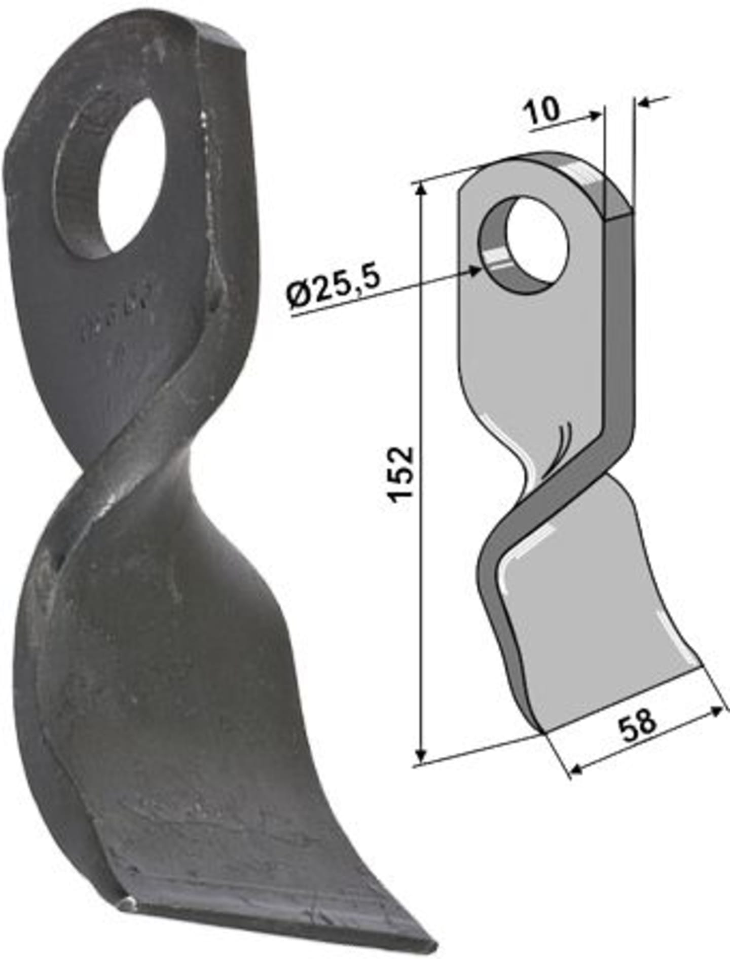 Industriehof® Schlegelmesser 152 x 58 x 10 mm, für Mulcher Orsi, 63-ORS-04
