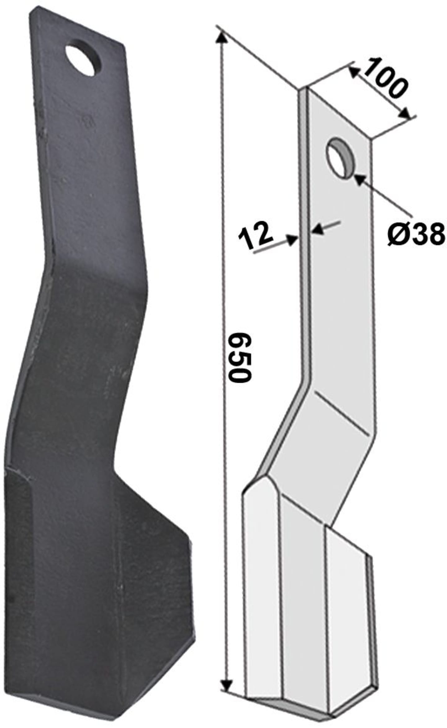 Industriehof® Schlegelmesser links/rechts 650 x 100 x 12 mm, für Mulcher Spearhead