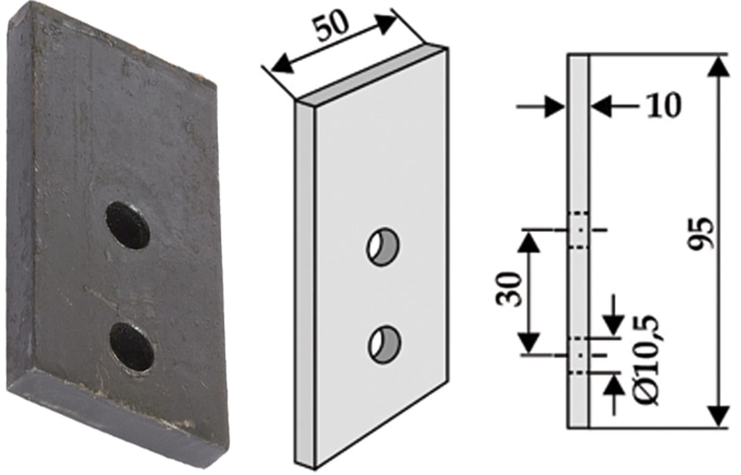 Industriehof® Schlegelmesser 95 x 50 x 10 mm, für Fräse Dondi DMR 25, 633-SDO-01