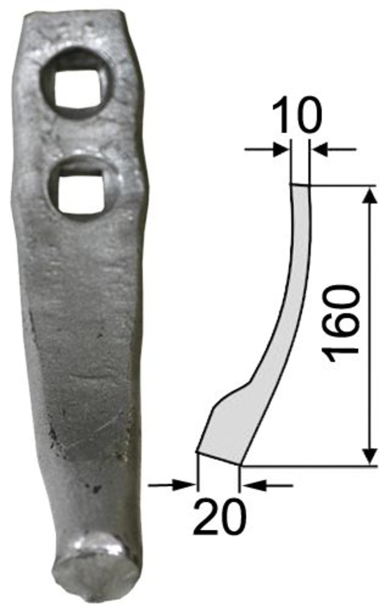 Industriehof® Spurlockererschar 160 x 20 x 10 mm für Spurlockerzinken universal, 1.10.411