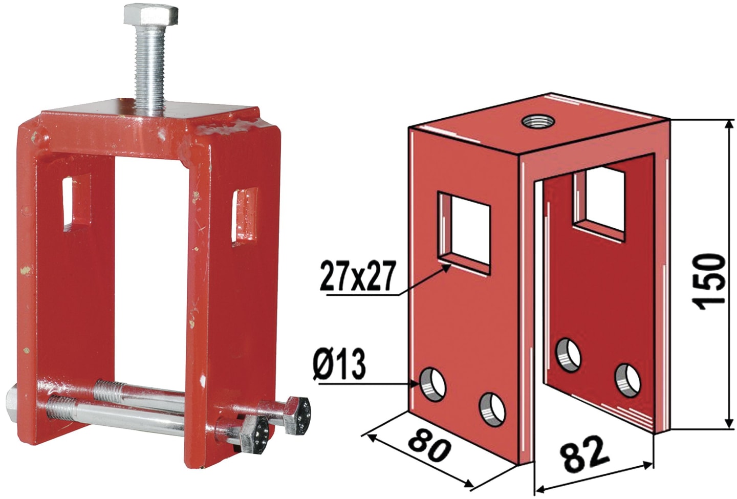 Industriehof® Zinkenhalter 150 x 80 x 82 mm für Spurlockererzinken 25 x 25 mm, Rahmen 80 x 80 mm, universal, 10.8082