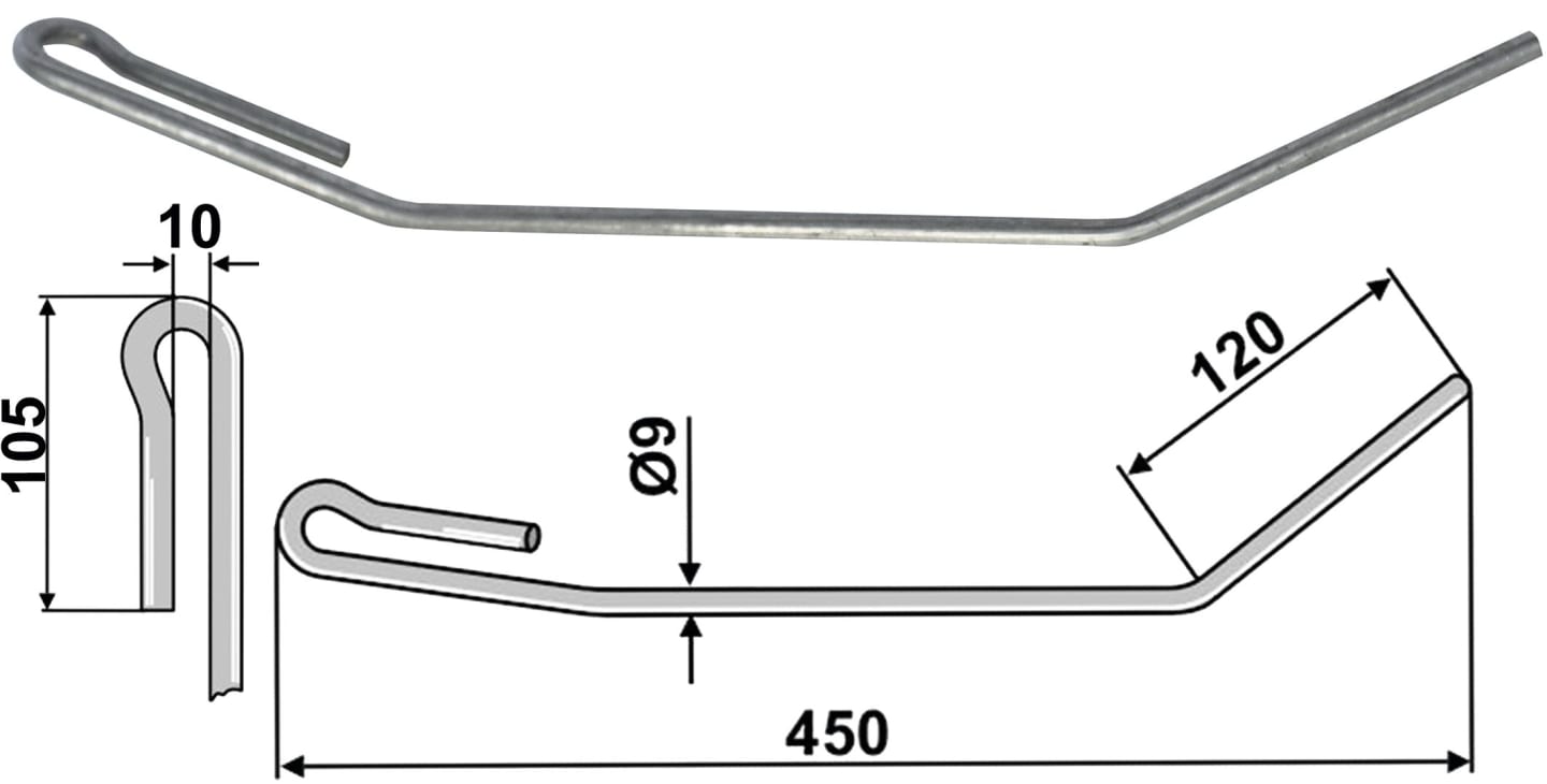 Industriehof® Striegelzinken 450 x 9 mm, für Striegel Amazone, 10.ST-A16