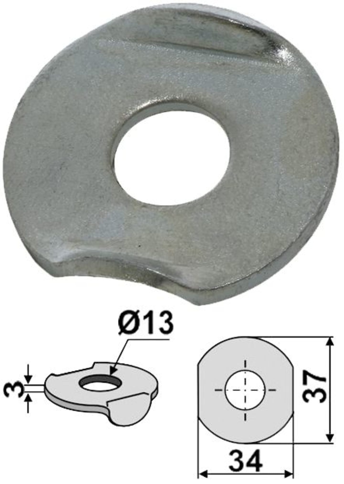 Industriehof® Unterlegscheibe 37; 34 x 13 x 3 mm, für universal, 10.ST-HH-2