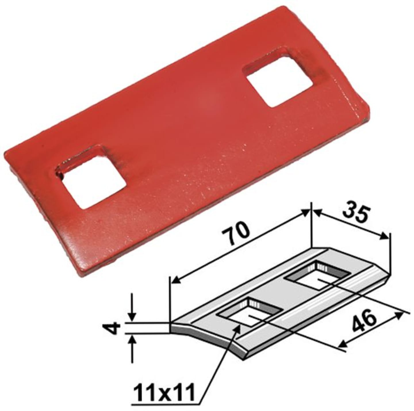 Industriehof® Zinkenhalter 70 x 35 x 4 mm für Striegelzinken (Best. Nr. 10487736), (Best. Nr. 10699046), Hassia, Lemken Striegelzinken, 10.ST-HH-8