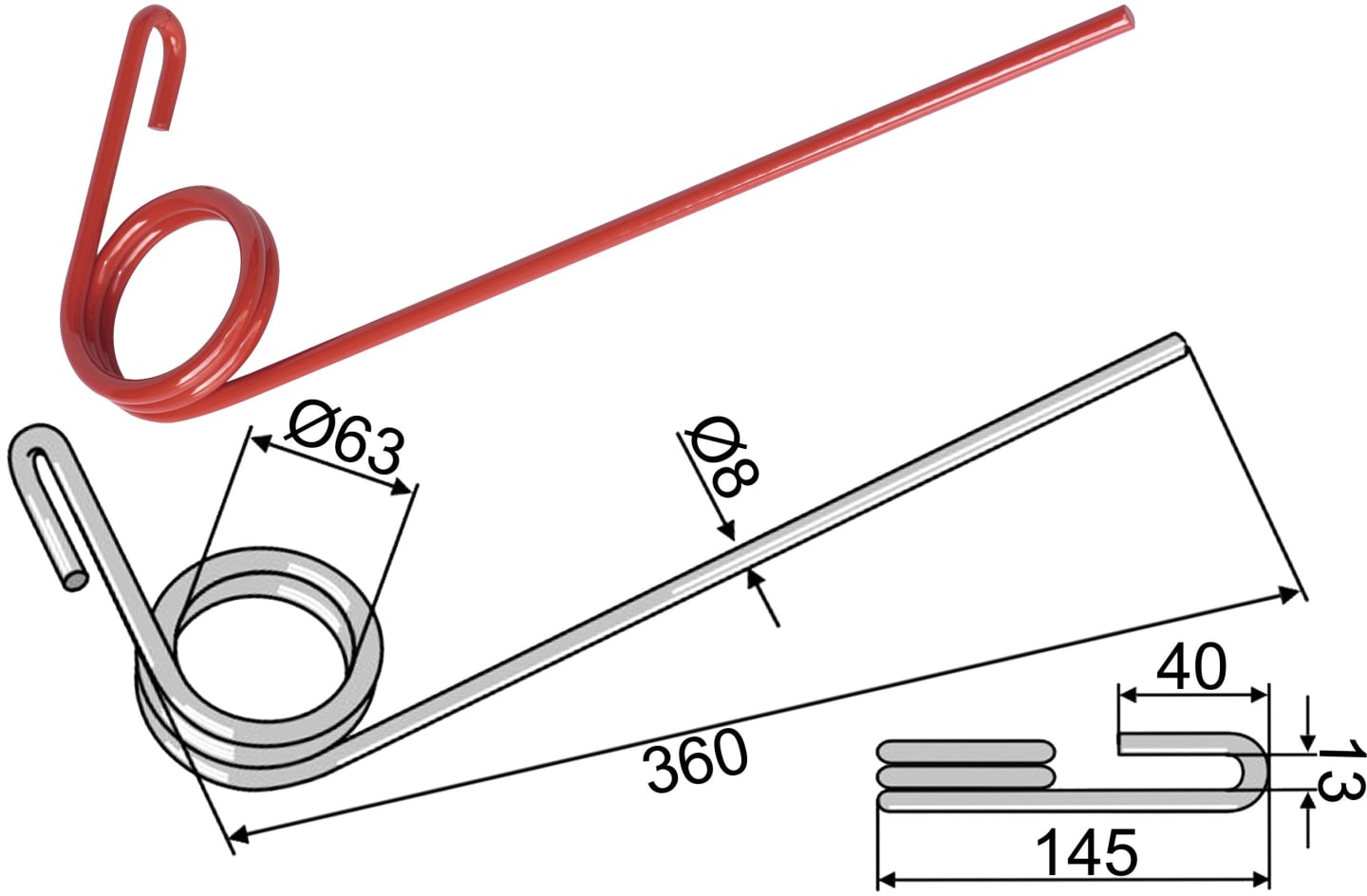 Industriehof® Striegelzinken 360 x 8 mm, für Striegel KRM, 10.ST-KR-02
