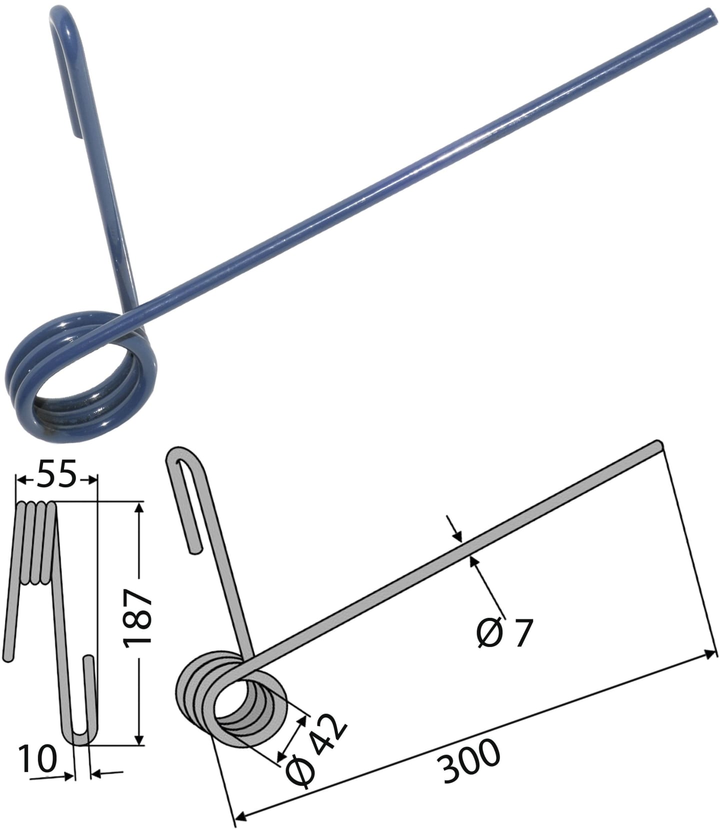 Industriehof® Striegelzinken 300 x 7 mm, für Striegel Pöttinger Vitasem; Rabe Multidrill, 10.ST-RA-2