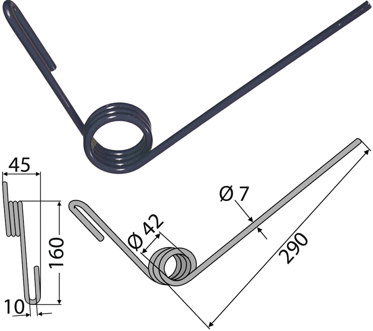 Industriehof® Striegelzinken 290 x 7 mm, für Striegel Rabe Multidrill, 10.ST-RA-3