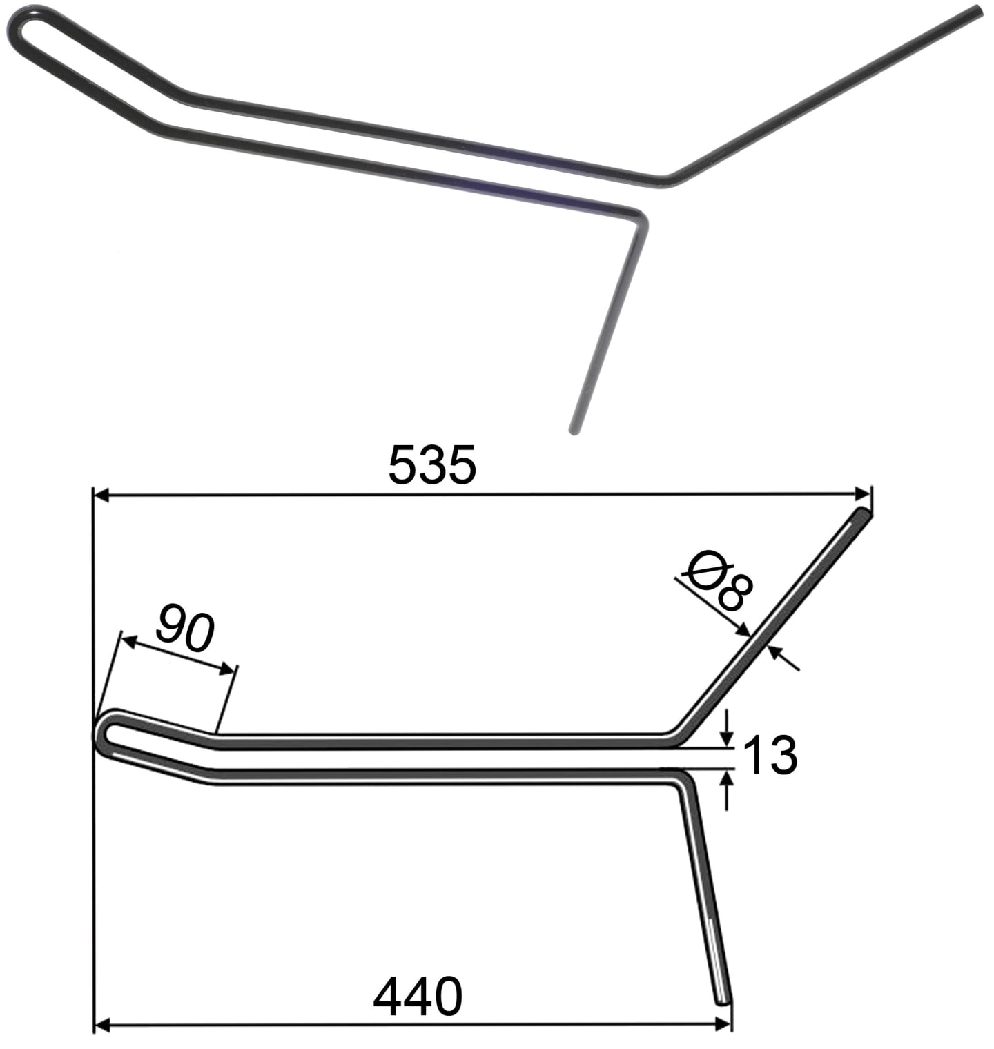 Industriehof® Striegelzinken 535 x 8 mm, für Striegel Pöttinger, Rabe, 10.ST-RA-5