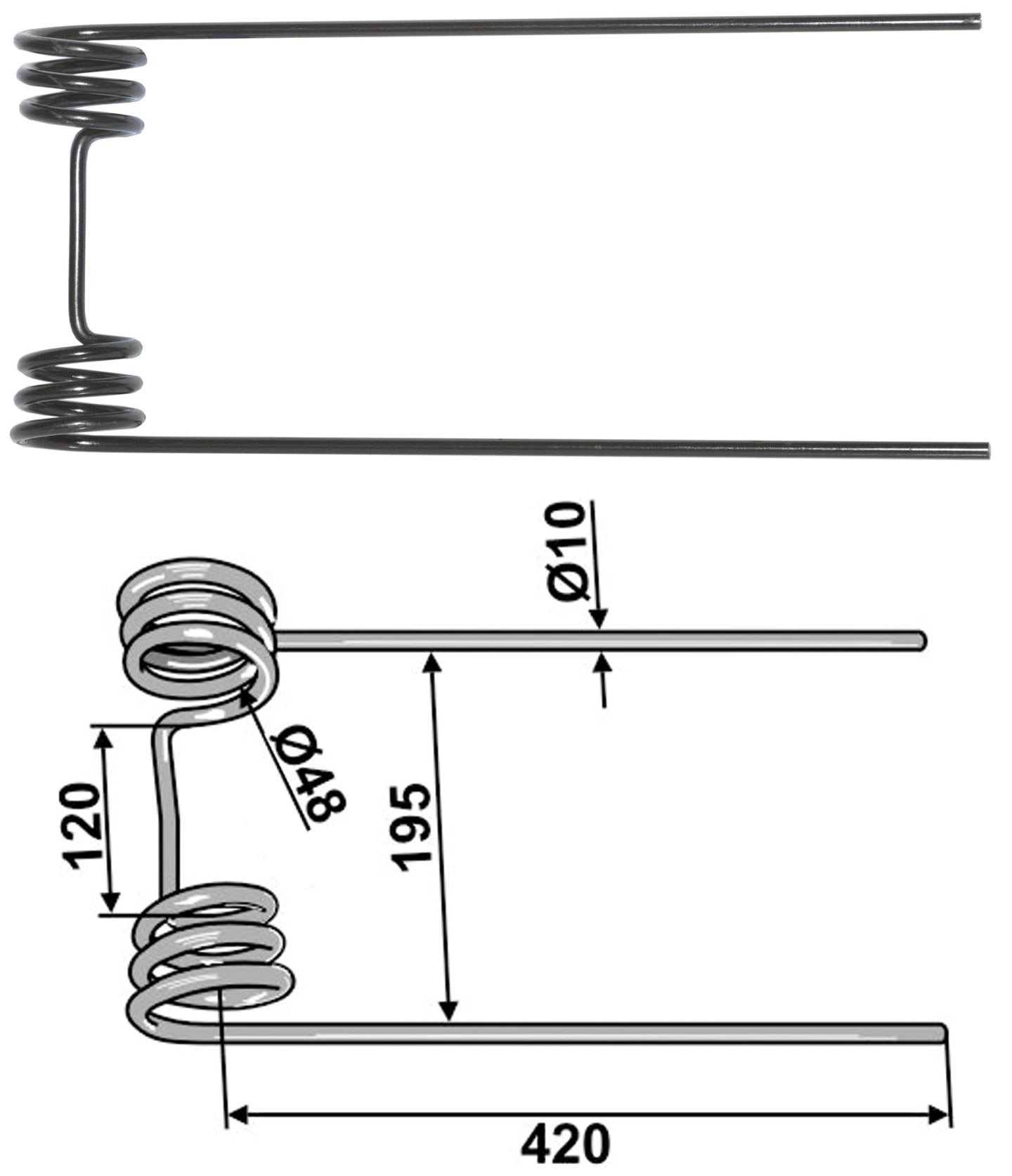 Industriehof® Striegelzinken 420 x 10 mm, für Striegel Bourgault, 10.ST-ST-6