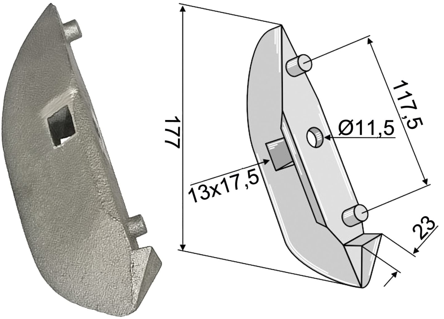 Industriehof® Säschar 23 x 177 mm, für Sämaschine Lemken Saphir, Solitair, 99.LM-01