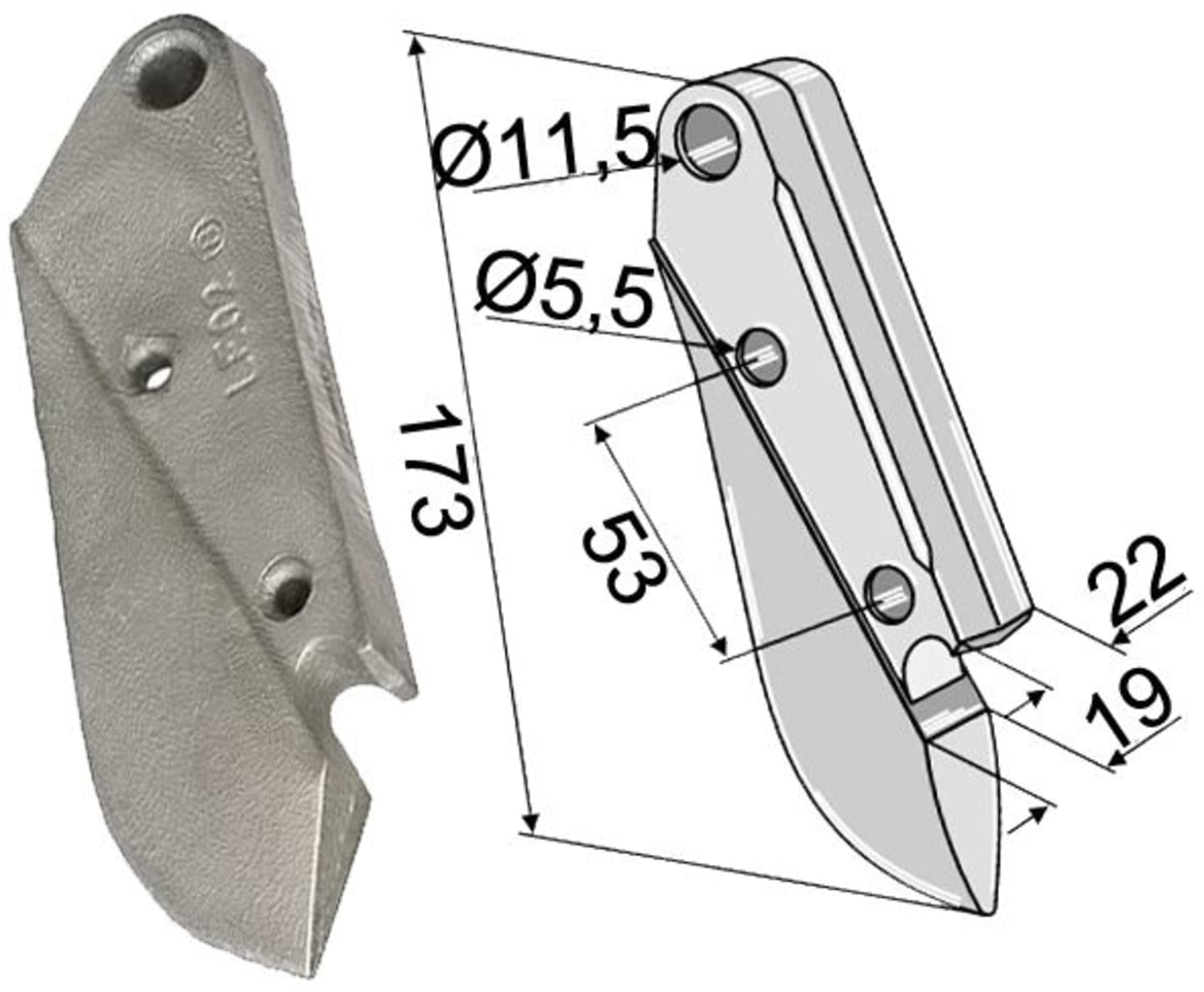 Industriehof® Säschar 22/19 x 173 x 55 mm, für Sämaschine Lemken DKA, Eurodrill, 99.LM-02