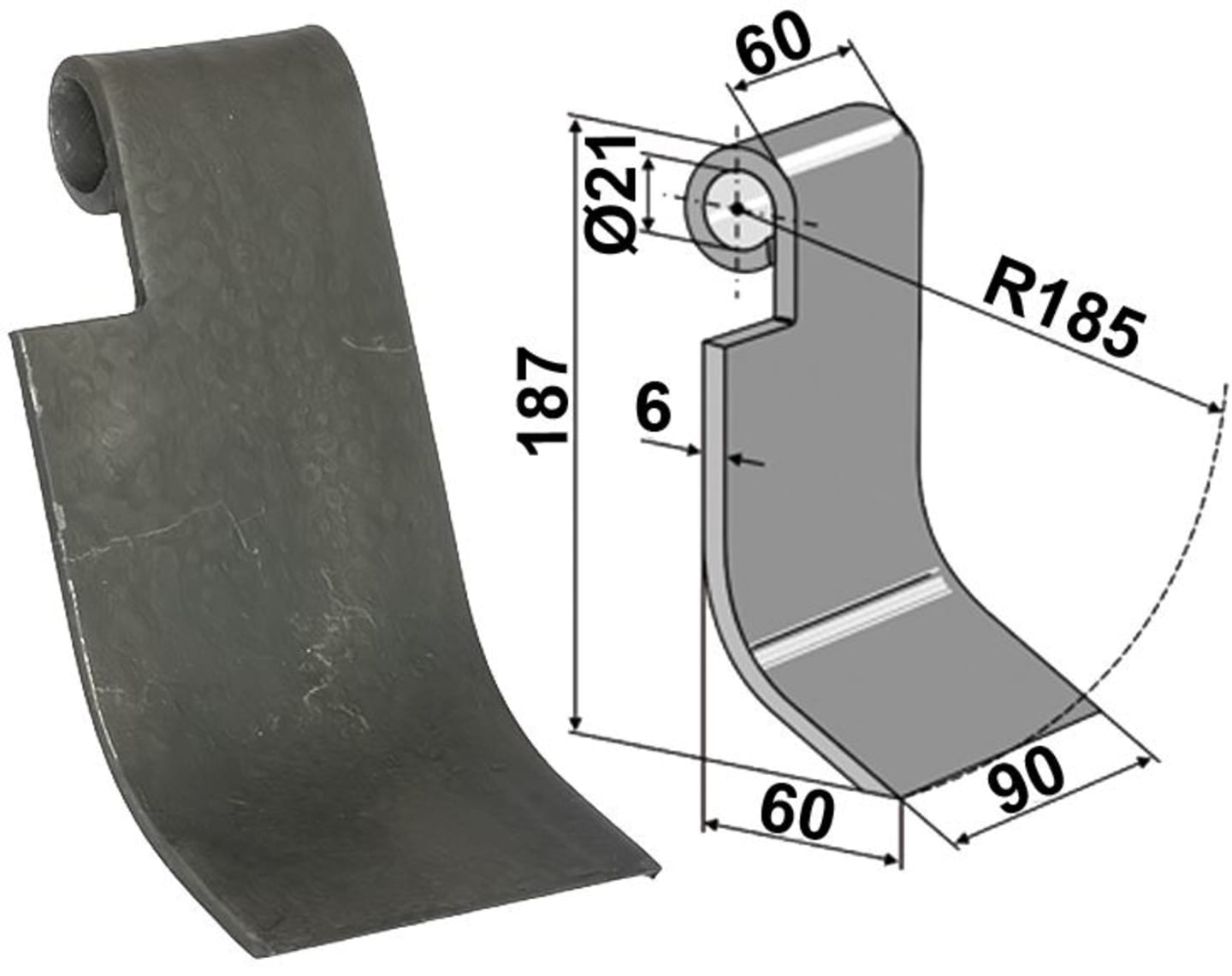 Industriehof® Schlegelmesser links/rechts 187 x 90 x 6 mm, für Rübenroder Kleine SF10