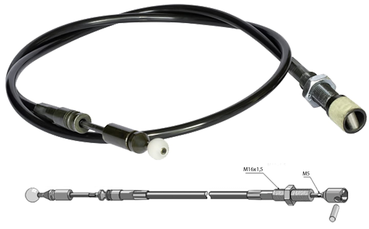 Industriehof® Bowdenzug 2.200 mm, für Frontlader Einhebel-Steuergerät Nimco, 18100-703
