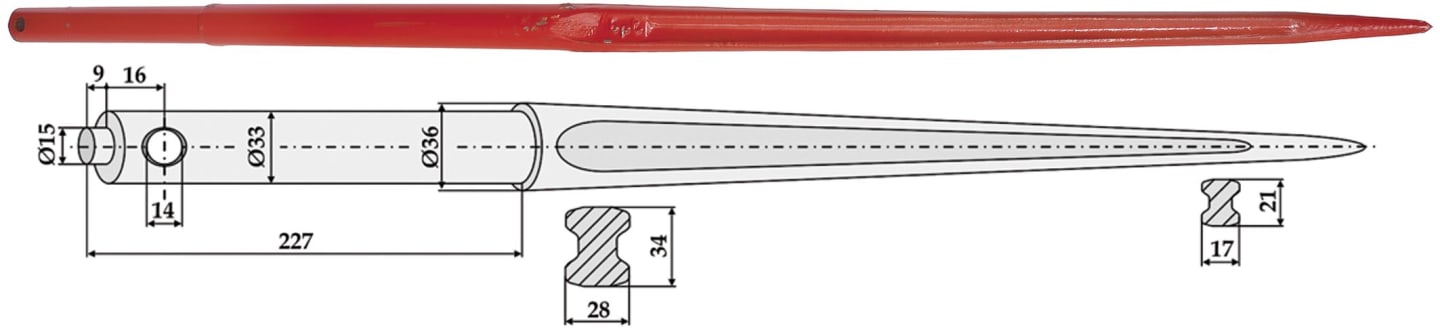 Industriehof® Frontladerzinken 1.140 mm, , spitz, gerade, für Manitou, 181140