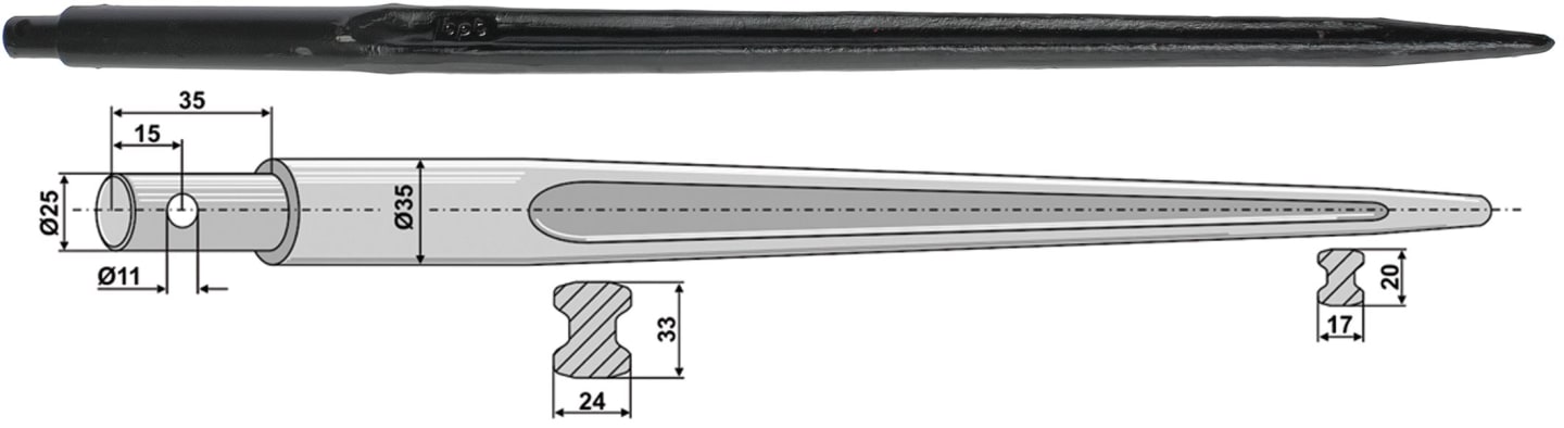 Industriehof® Frontladerzinken 1.200 mm, , spitz, gerade, für Mailleux, 181203