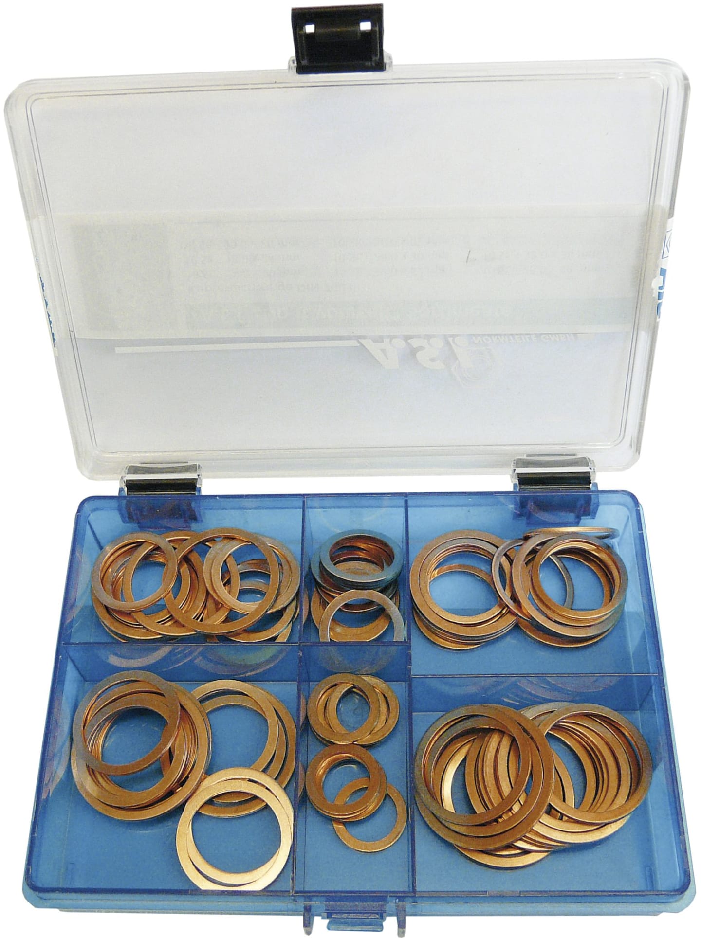 Kupferring-Sortiment DIN 7603, 80 St., in Kunststoffbox