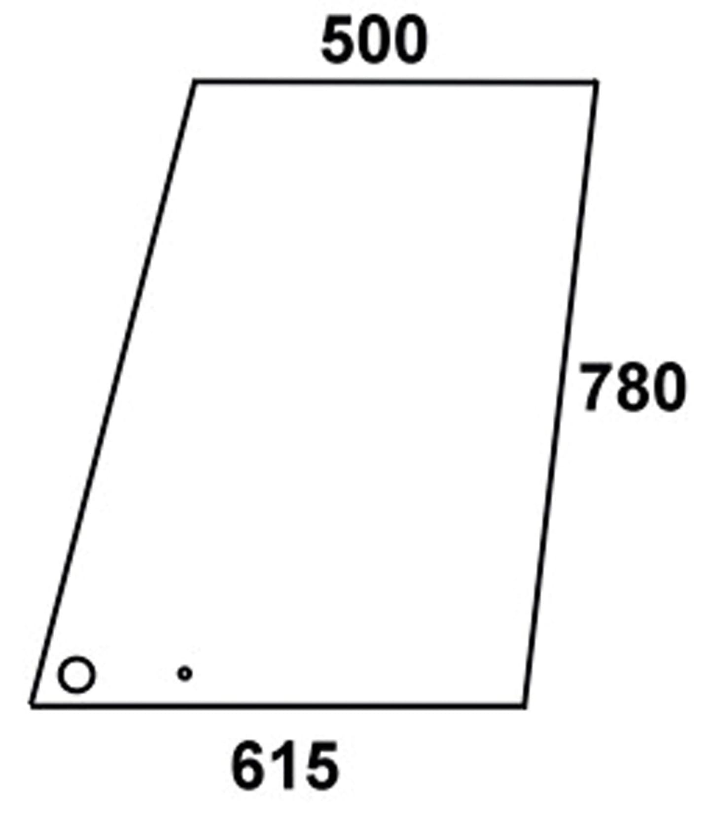 Türscheibe, klar, oben/unten, Länge 615 mm; 500 mm, für Massey Ferguson 300