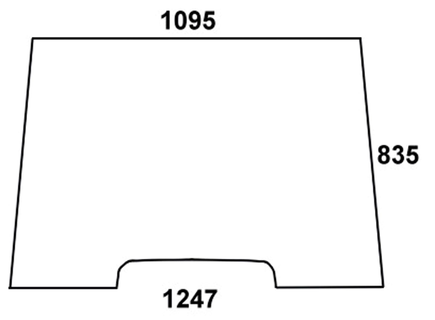 Frontscheibe klar, Ausschnitthöhe 95 mm, für Traktor Massey Ferguson 300