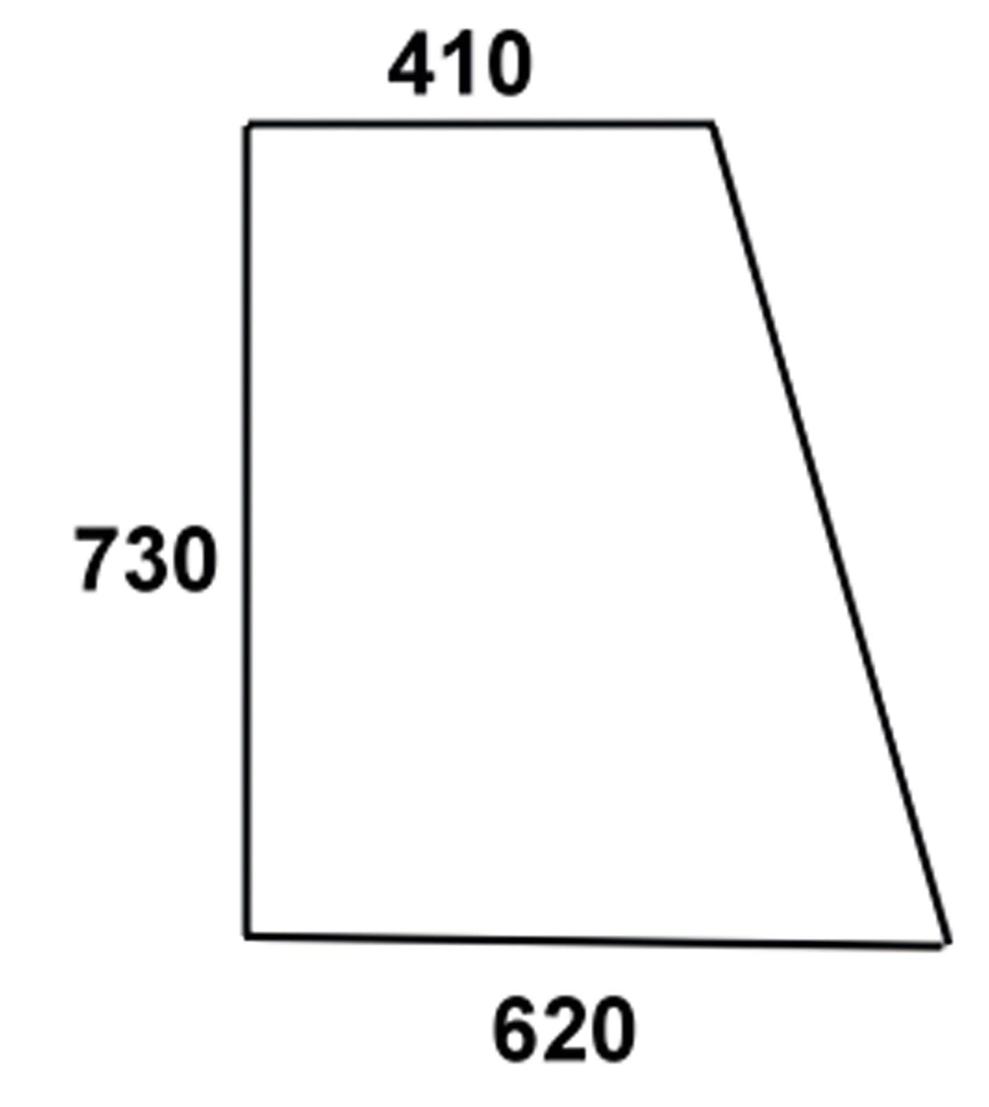 Türscheibe, grün/klar, oben links/rechts, Länge 620 mm, für Fendt Favorit