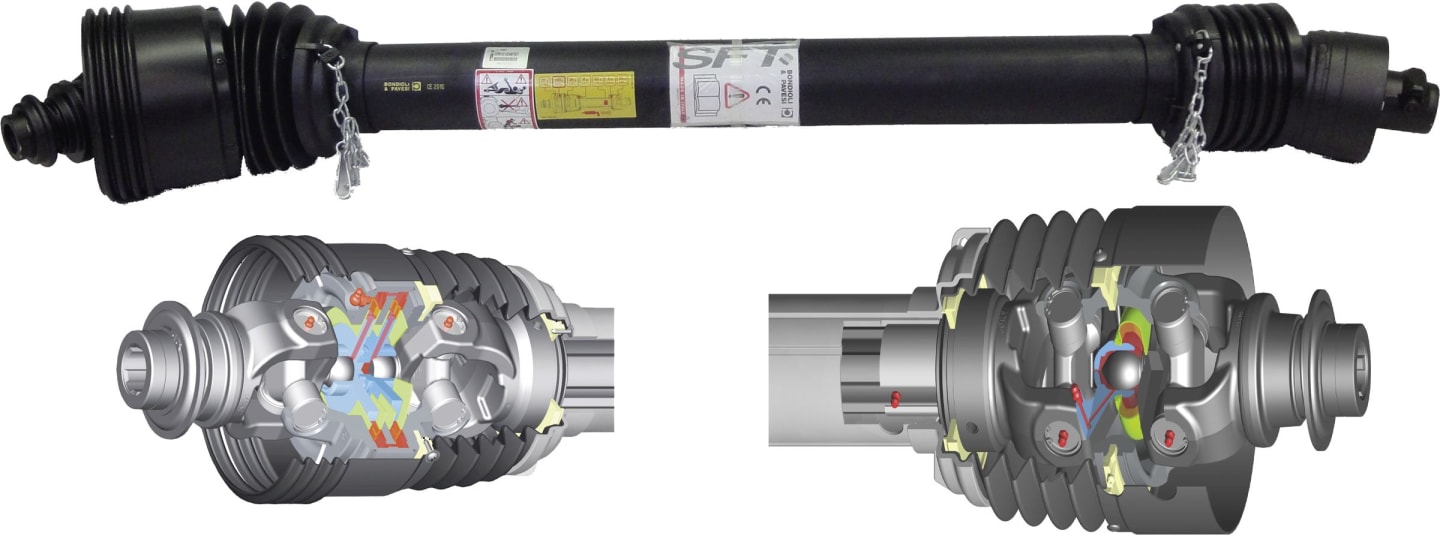 Bondioli & Pavesi Weitwinkelgelenkwelle SFT S9, 960 mm, Weitwinkelgelenk 80°/50°, Nockenschaltkupplung LR, DS9R096CEWQ7K03
