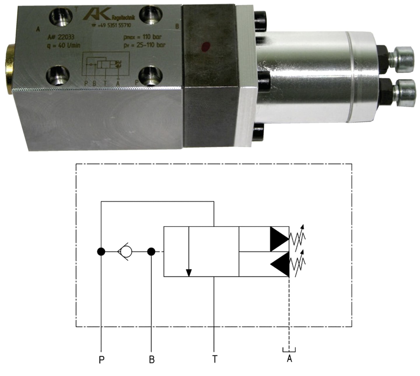 Cetop Speicherladeventil, NG06 -B-, Betriebsdruck von/bis (kalk) 25 bis 110 bar