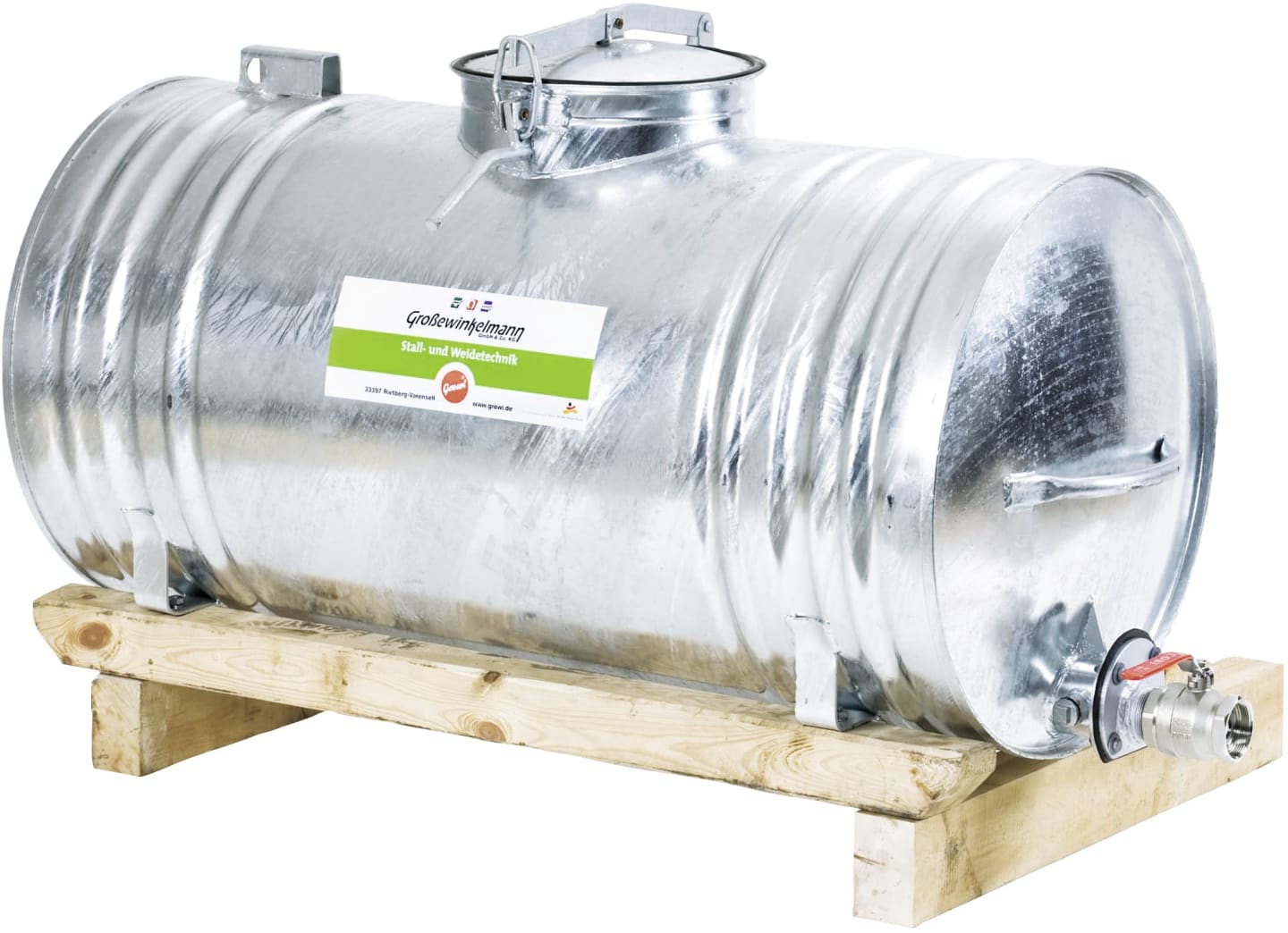 Growi® Wasserfass "BR-6" , Stahl, feuerverzinkt, mit Holzkufen, 3003
