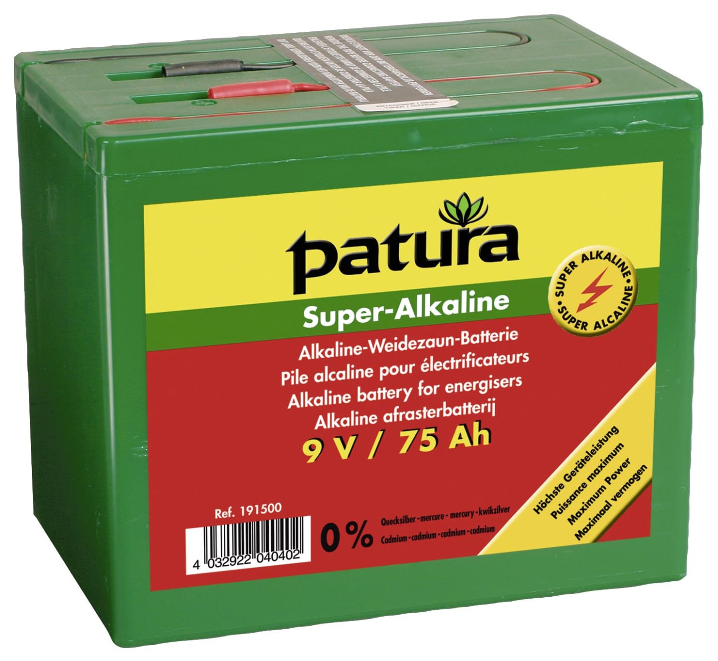 Patura Weidezaunbatterie "Super Alkaline" 9 V/200 Ah Alkali/Mangan (Alkaline), 192000