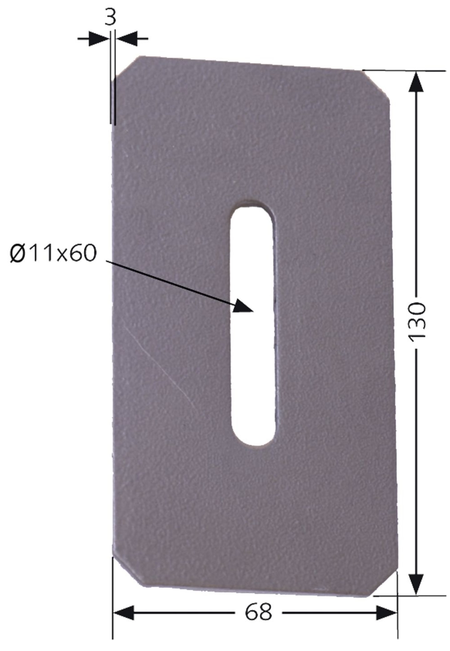 Industriehof® Abstreifer 130 x 68 x 3 mm, Bohrung 60 x 11 mm für Krone Packerwalzen, 51-K100