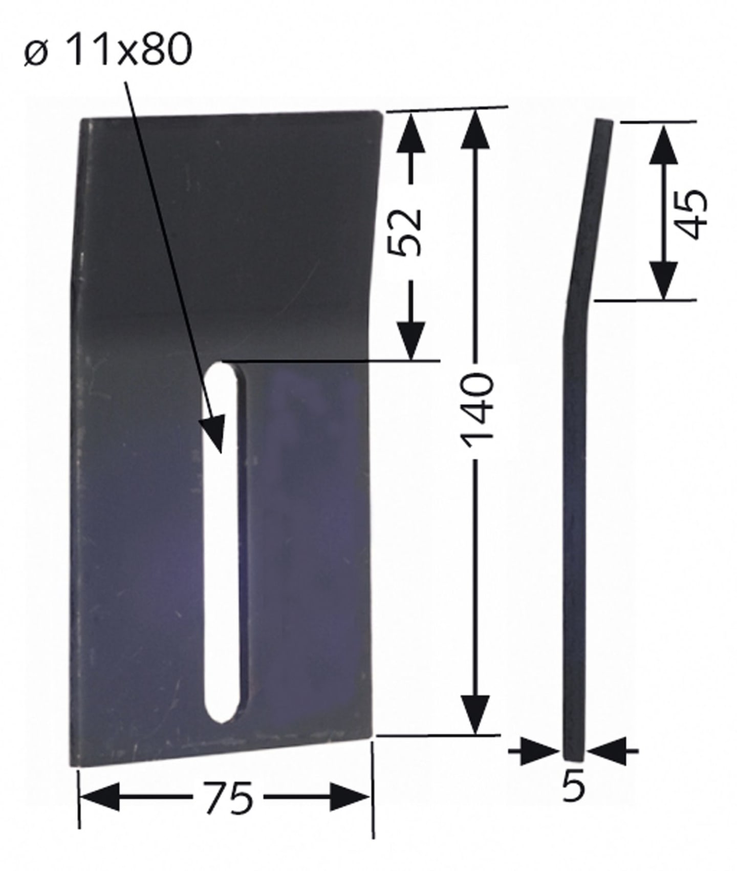 Industriehof® Abstreifer 140 x 75 x 5 mm, Bohrung 80 x 11 mm für Kuhn Packerwalzen, 51-K201