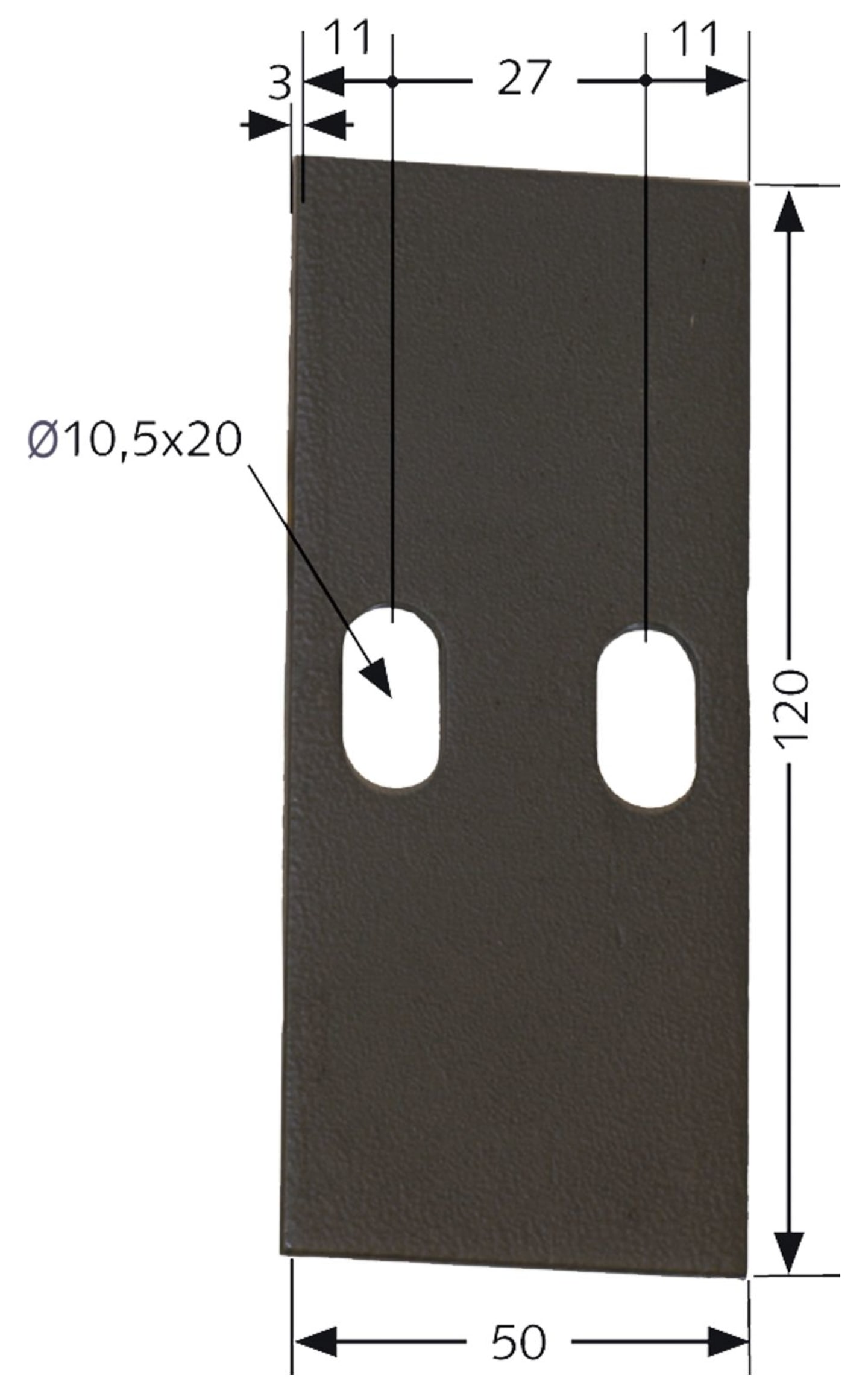 Industriehof® Abstreifer 120 x 50 x 3 mm, Bohrung 20 x 10,5 mm für Landsberg (Pöttinger), Sicma Packerwalzen, 51-S101