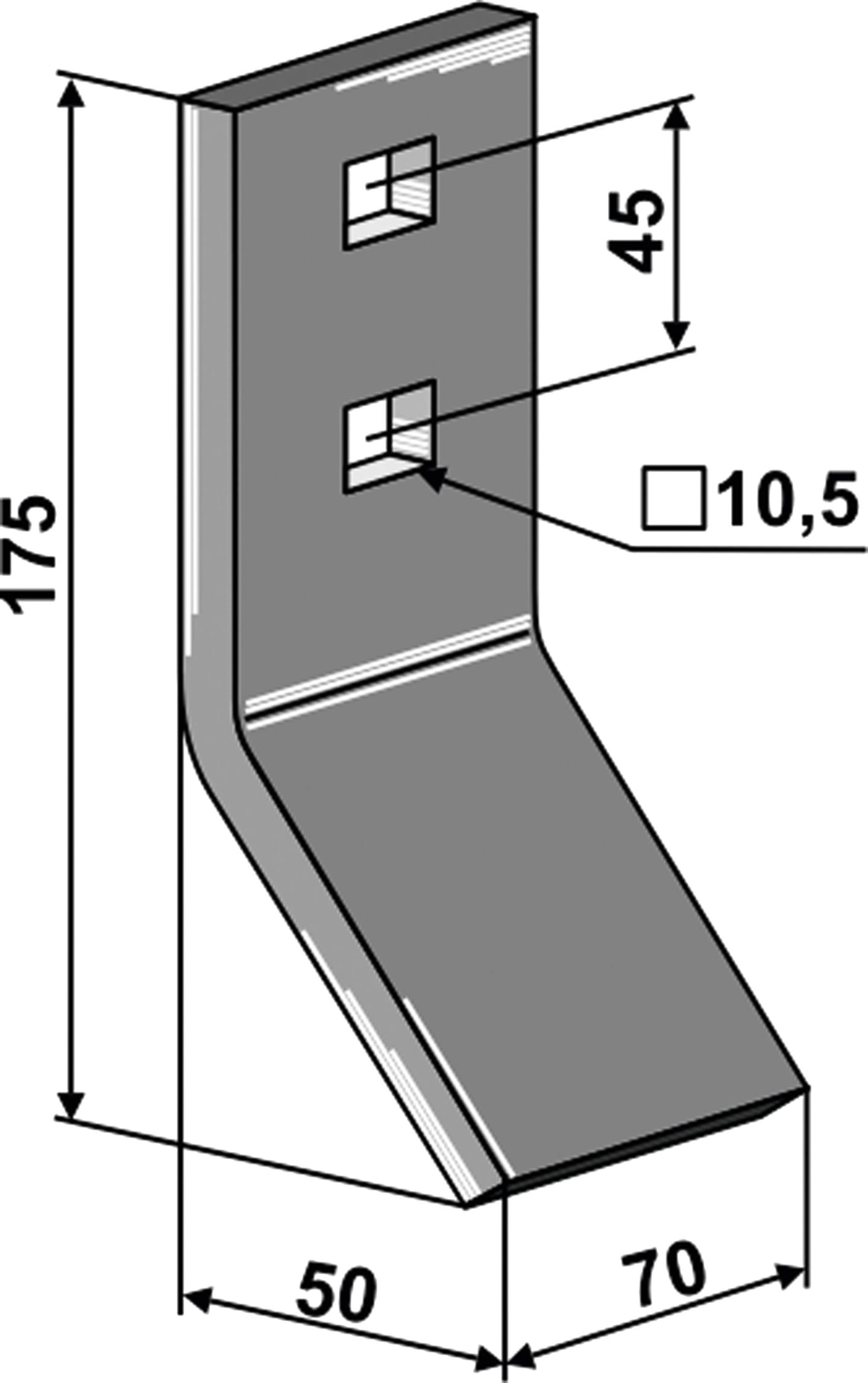 Industriehof® Verschleißteil gebogen 175 x 70 x 10 mm für Väderstad, 10.1045-9