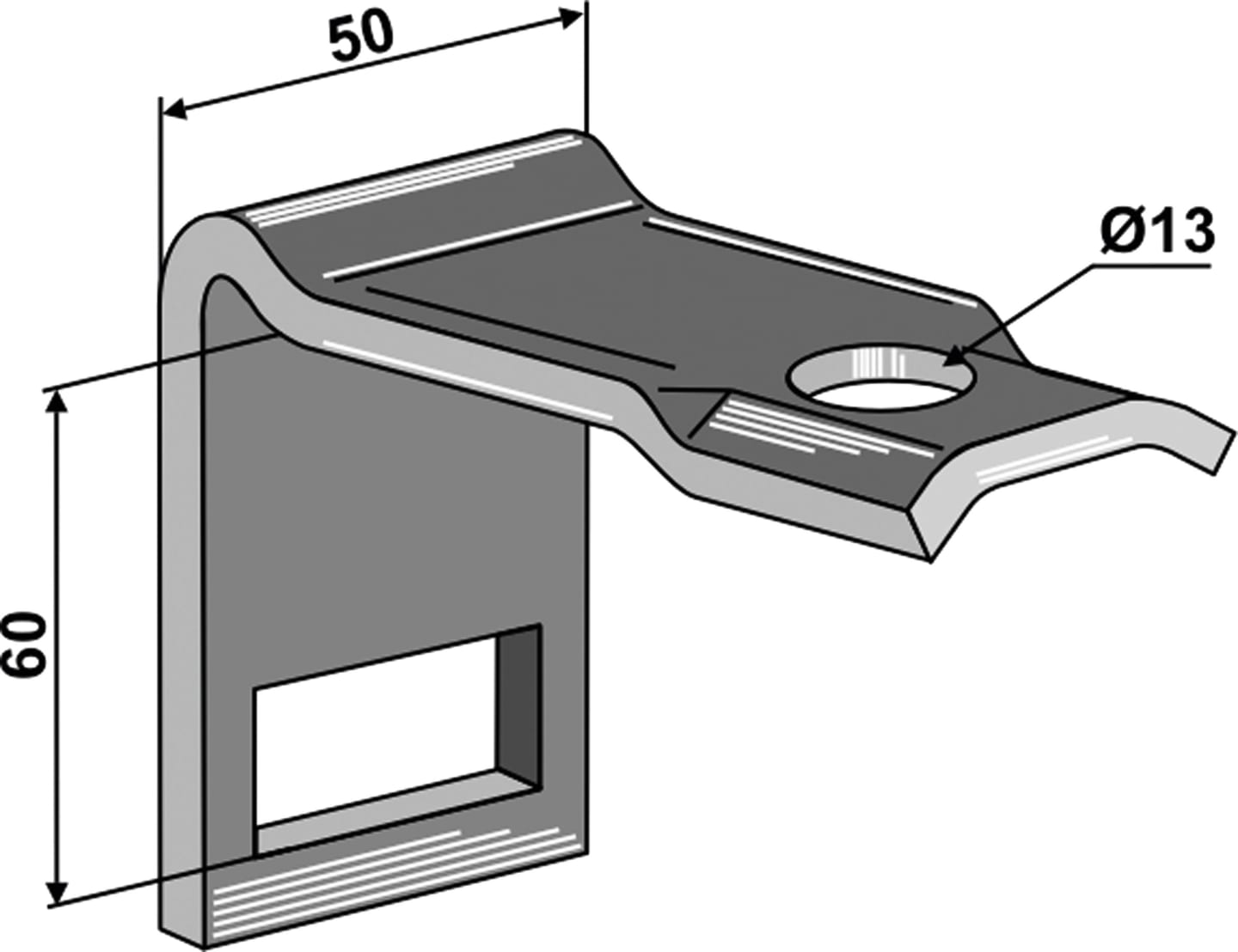 Industriehof® Zinkenhalter "C" für Federzinken 32 x 10 mm, Passender Rahmen 50 x 50 mm für universal, 1.10159