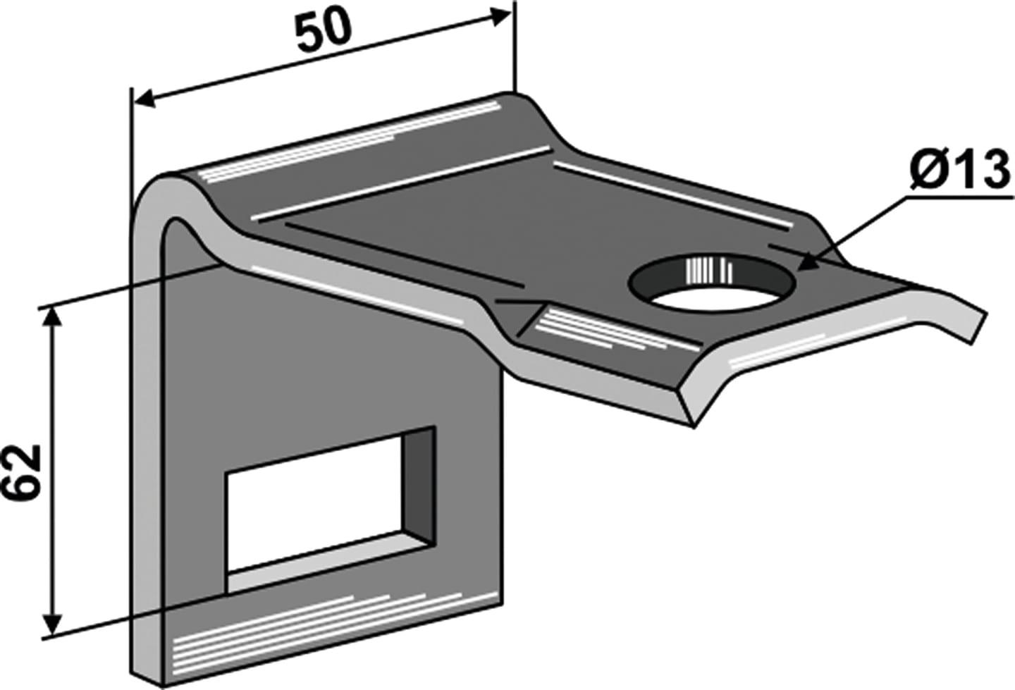 Industriehof® Zinkenhalter "C" für Federzinken 32 x 12 mm, Passender Rahmen 50 x 50 mm für universal, 1.HH17-5053