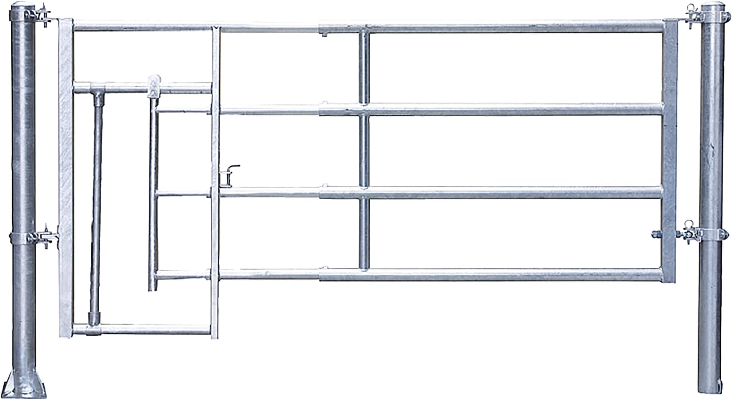 Patura Abtrennung "R4", 365 – 465 cm, mit Kälberschlupf, 4 Horizontalstreben, 323422