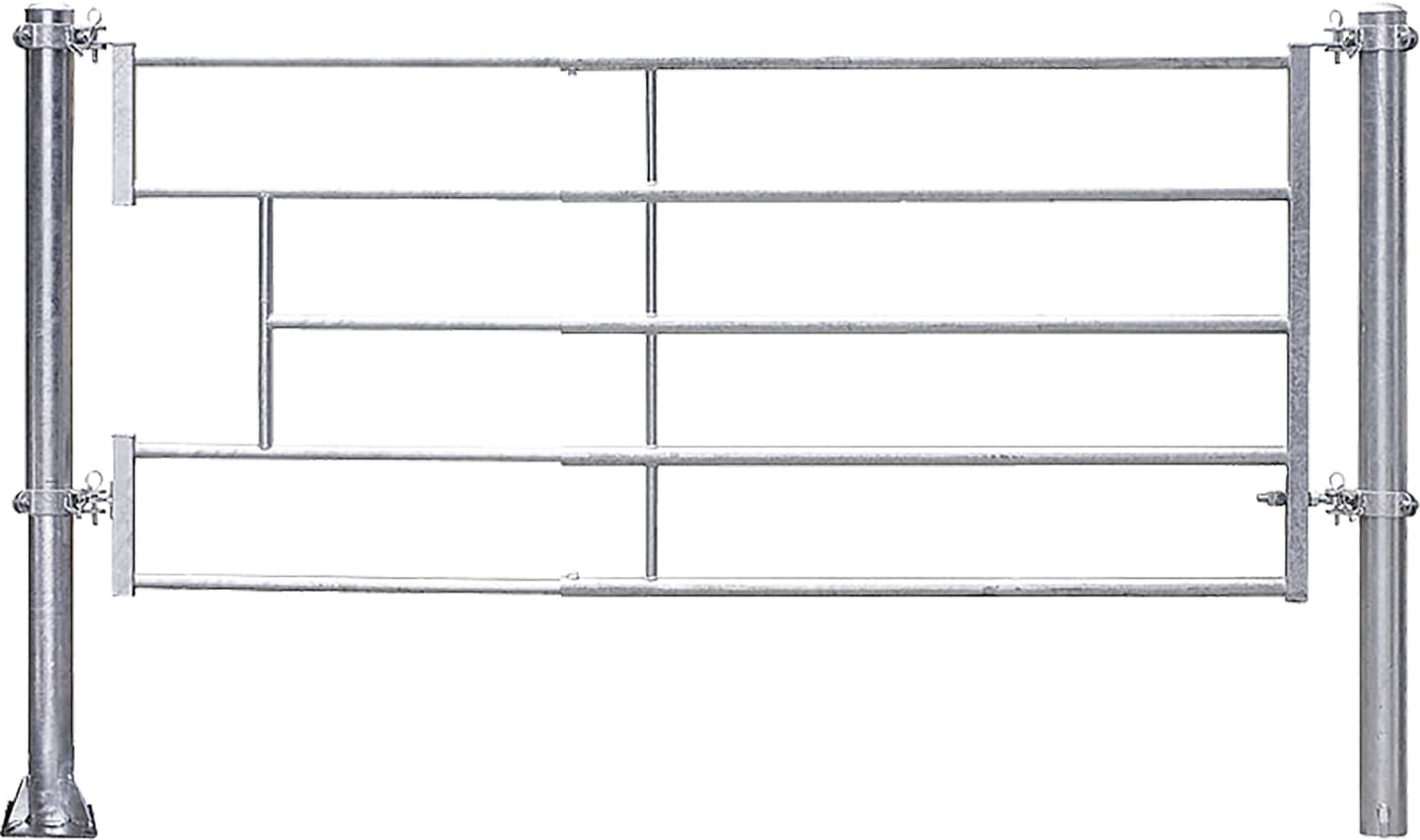 Patura Abtrennung für Kälber, 320 – 420 cm, leicht, mit Ausschnitt für Tränkebecken, 5 Horizontalstreben, 323371
