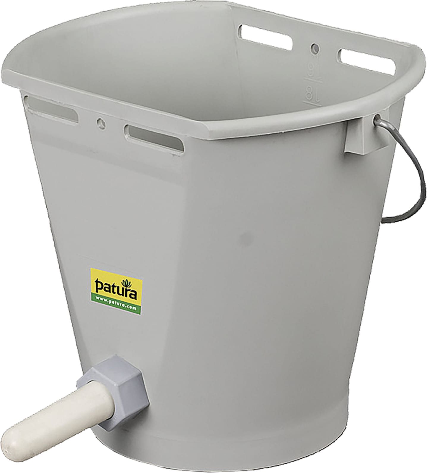 Patura Kälbertränkeeimer 9 l rund mit Sauger und Kugelventil, Kunststoff, grau, 361460