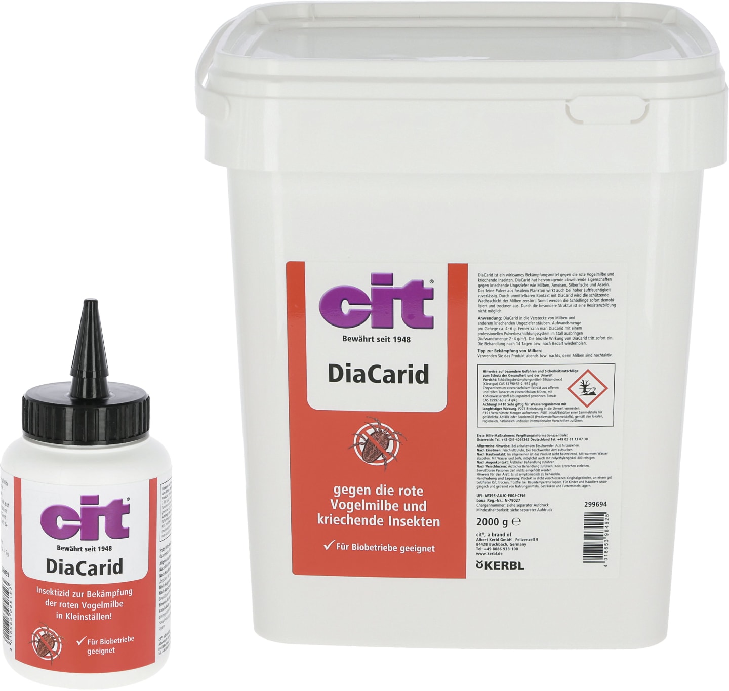 cit® Milbenpulver "DiaCarid" für die Bekämpfung roter Vogelmilben und anderer kriechenden Insekten