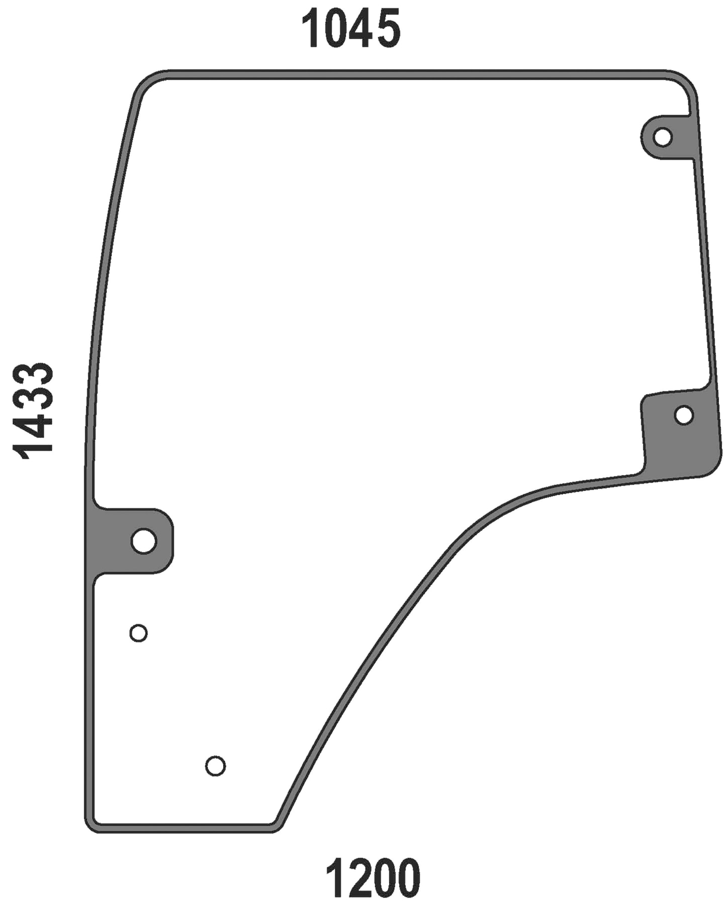 Türscheibe grün, links, für Claas, Deutz-Fahr, Hürlimann, Lamborghini, Same