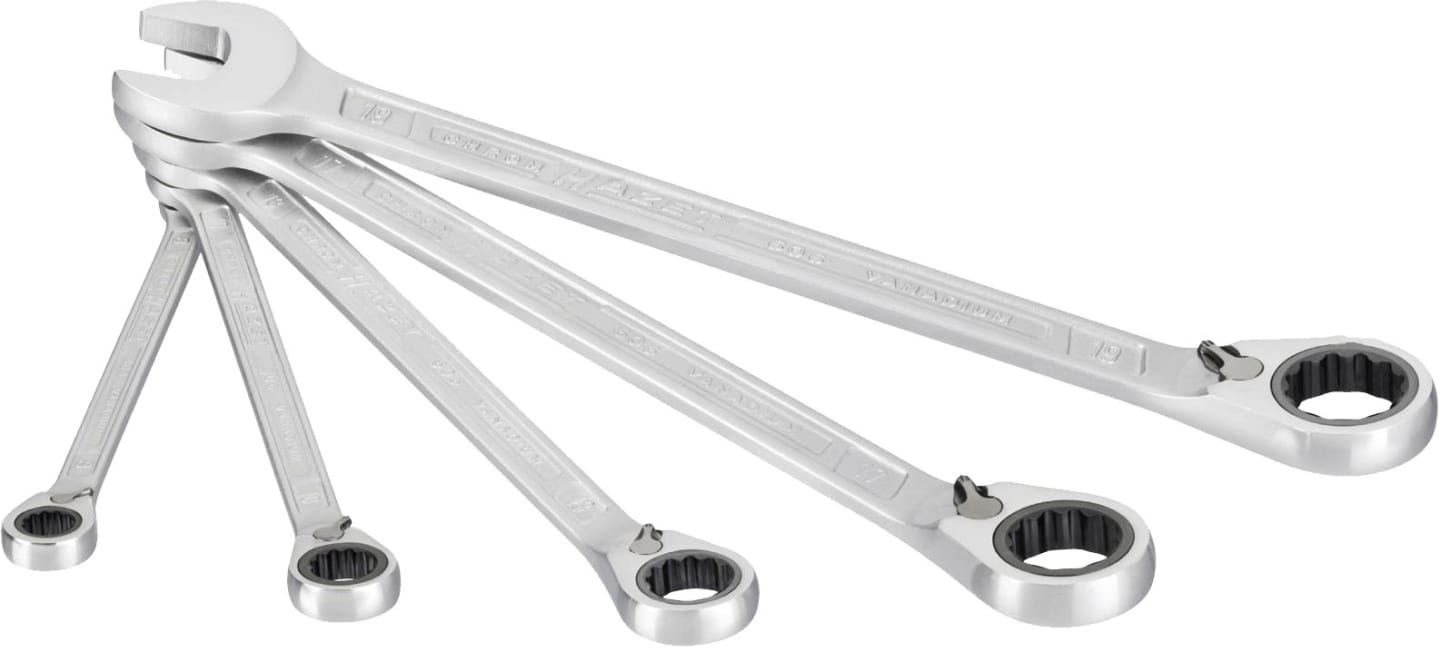 Hazet® Gabel-Ringschlüsselsatz, 5-teilig, mit Ratschenmechanismus, 606/5