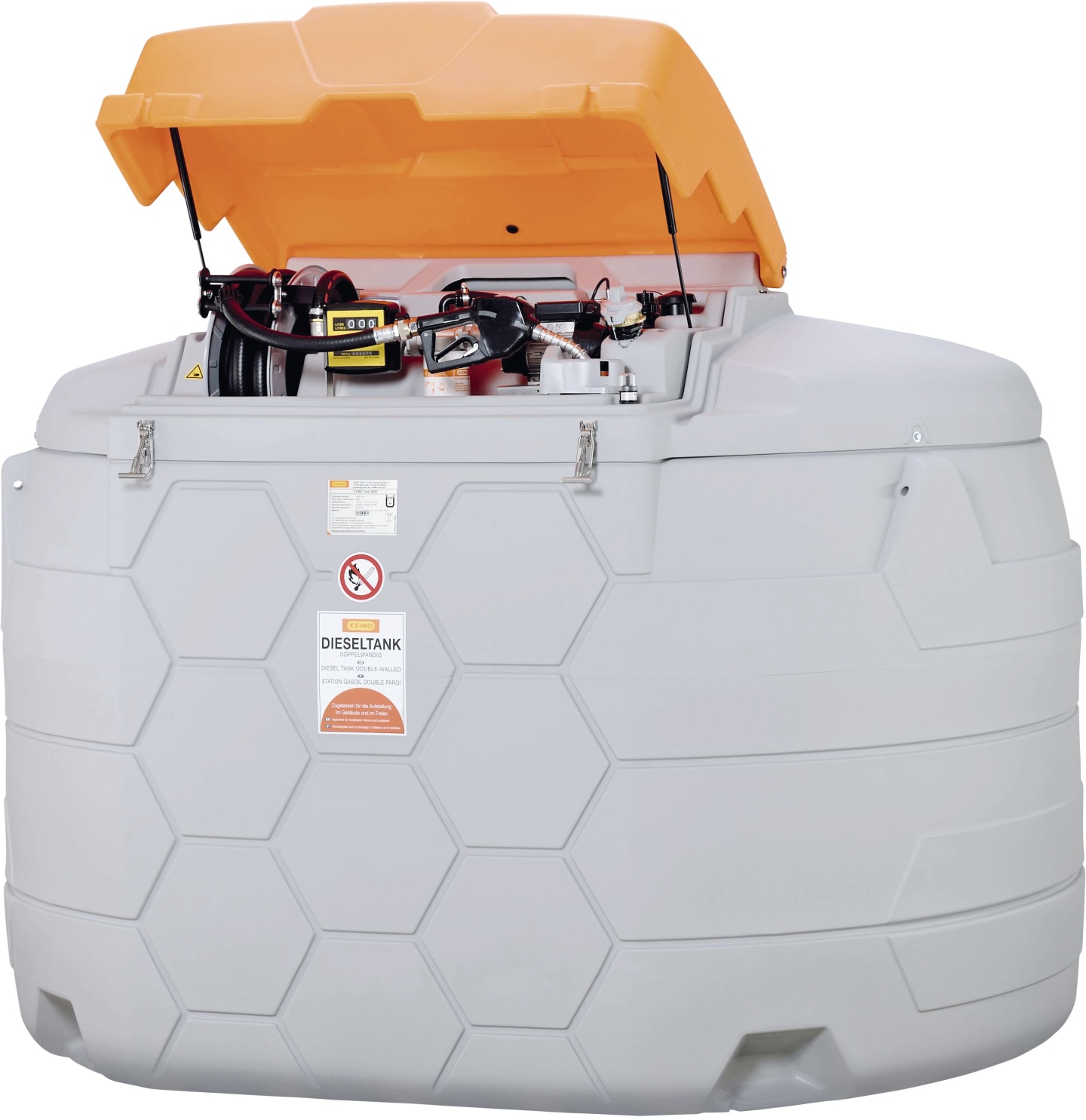 Cemo Tankanlage "Cube Outdoor Premium" 5.000 l, für Diesel, stationär, 230 V-Pumpe, 11079