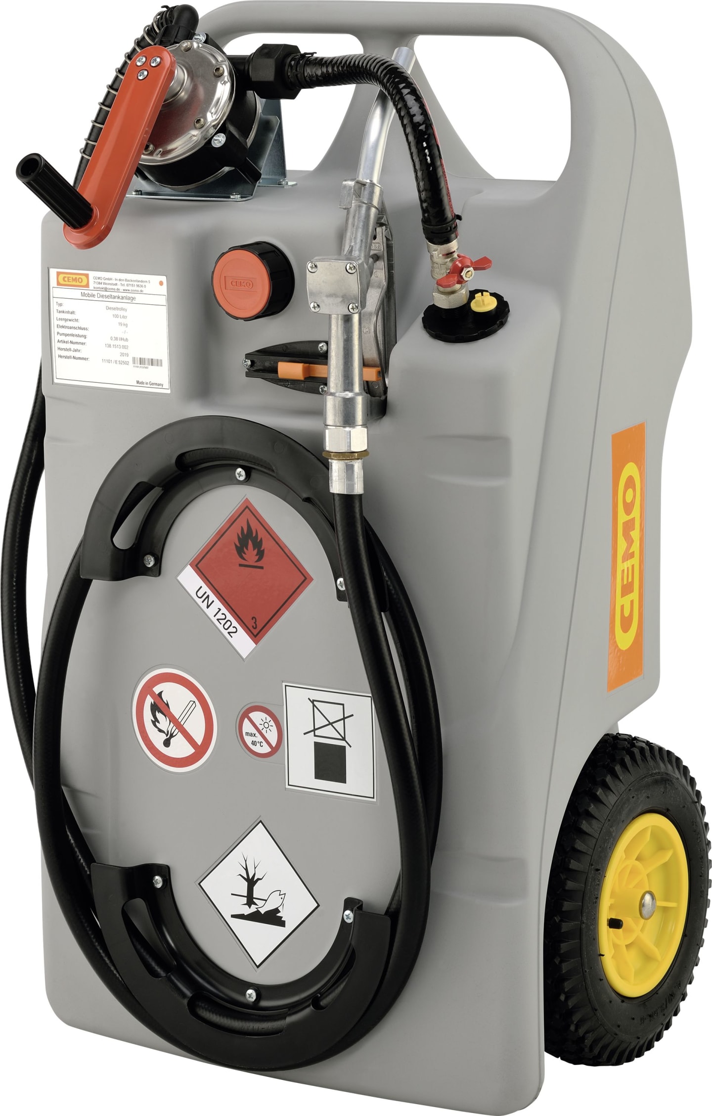 Cemo Dieseltrolley mit Kurbelpumpe, Zapfventil