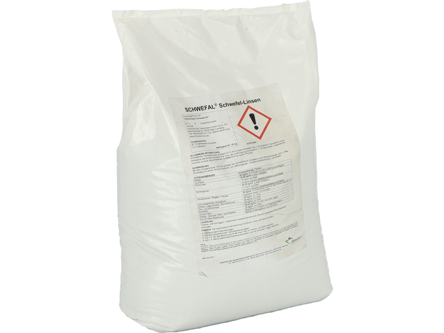 SCHWEFAL® Schwefellinsen 88% S elementarer Schwefel zur Schwefeldüngung 25 kg Sack Linsen