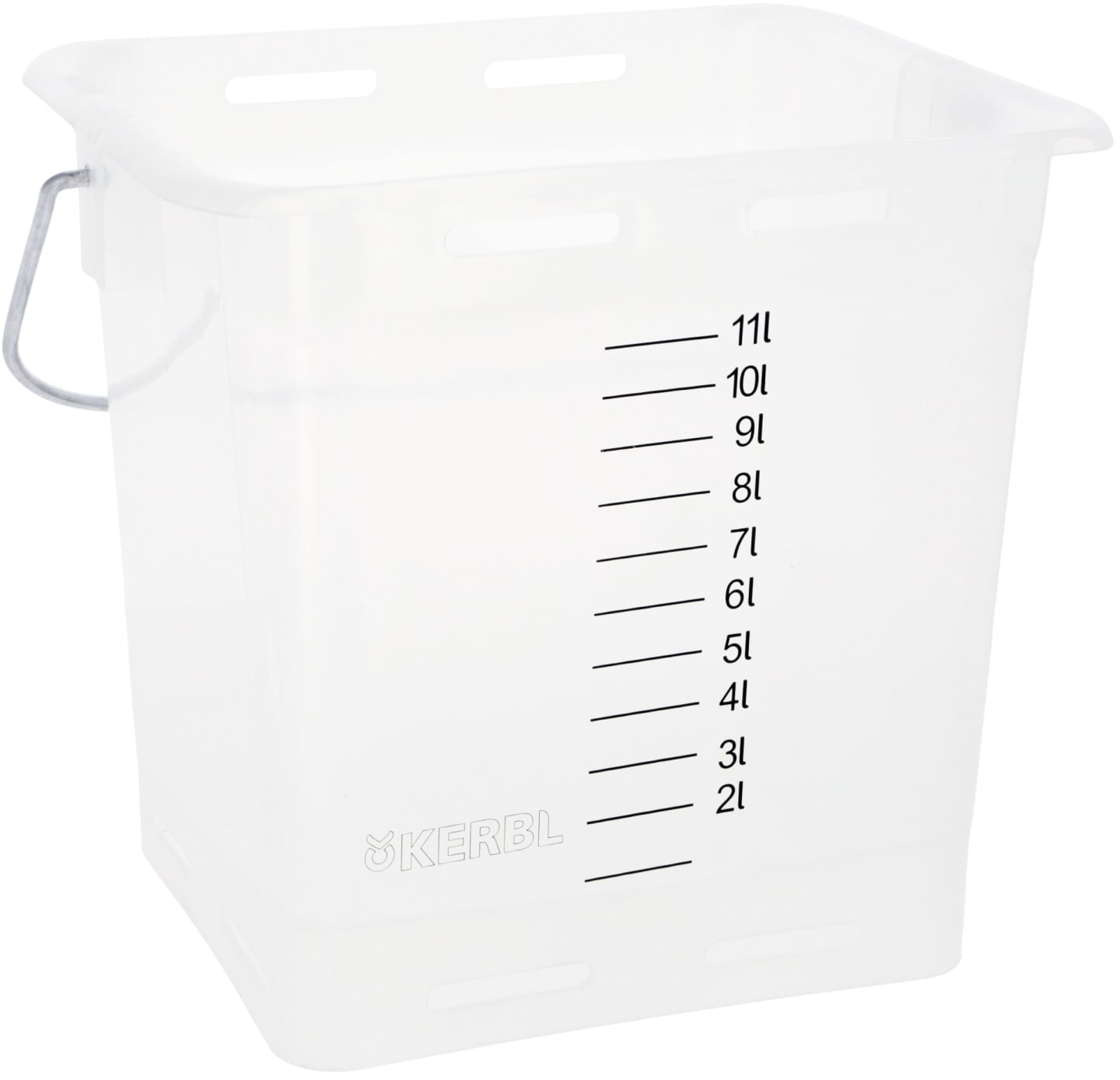 KERBL Kälbertränkeeimer 13 l eckig ohne Ventil und Sauger, Kunststoff (lebensmittelecht), weiß; transparent, 14284