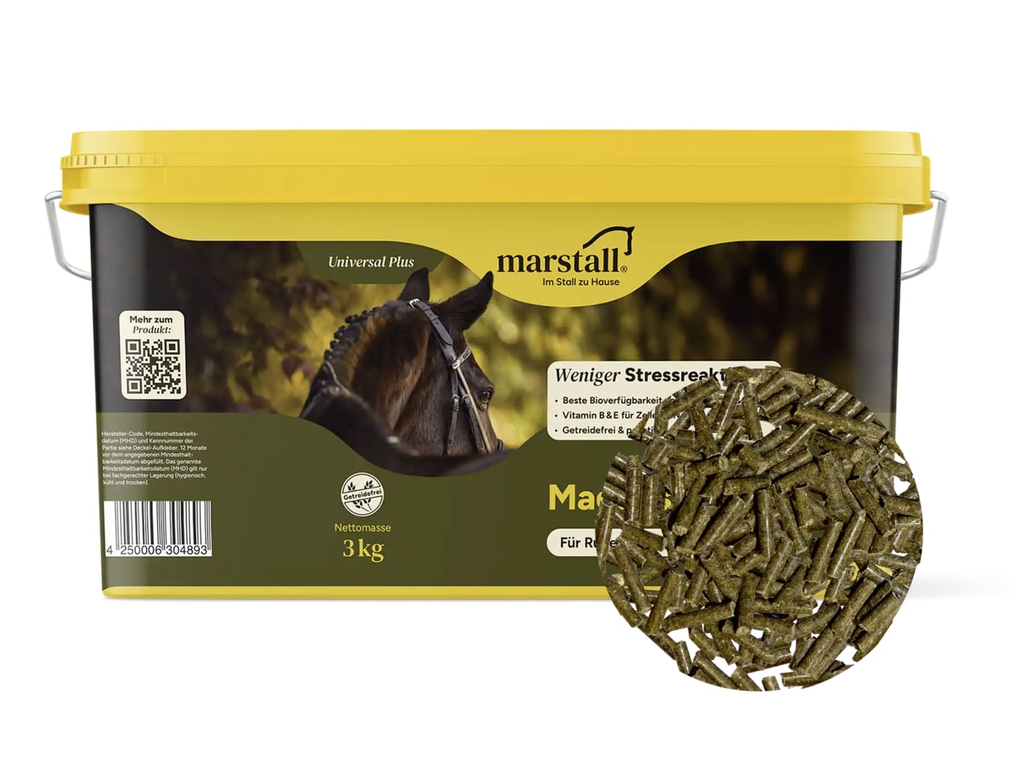 marstall® Magnesium getreidefreies, pelletiertes Zusatzfutter mit Selen für Pferde 3 kg Eimer