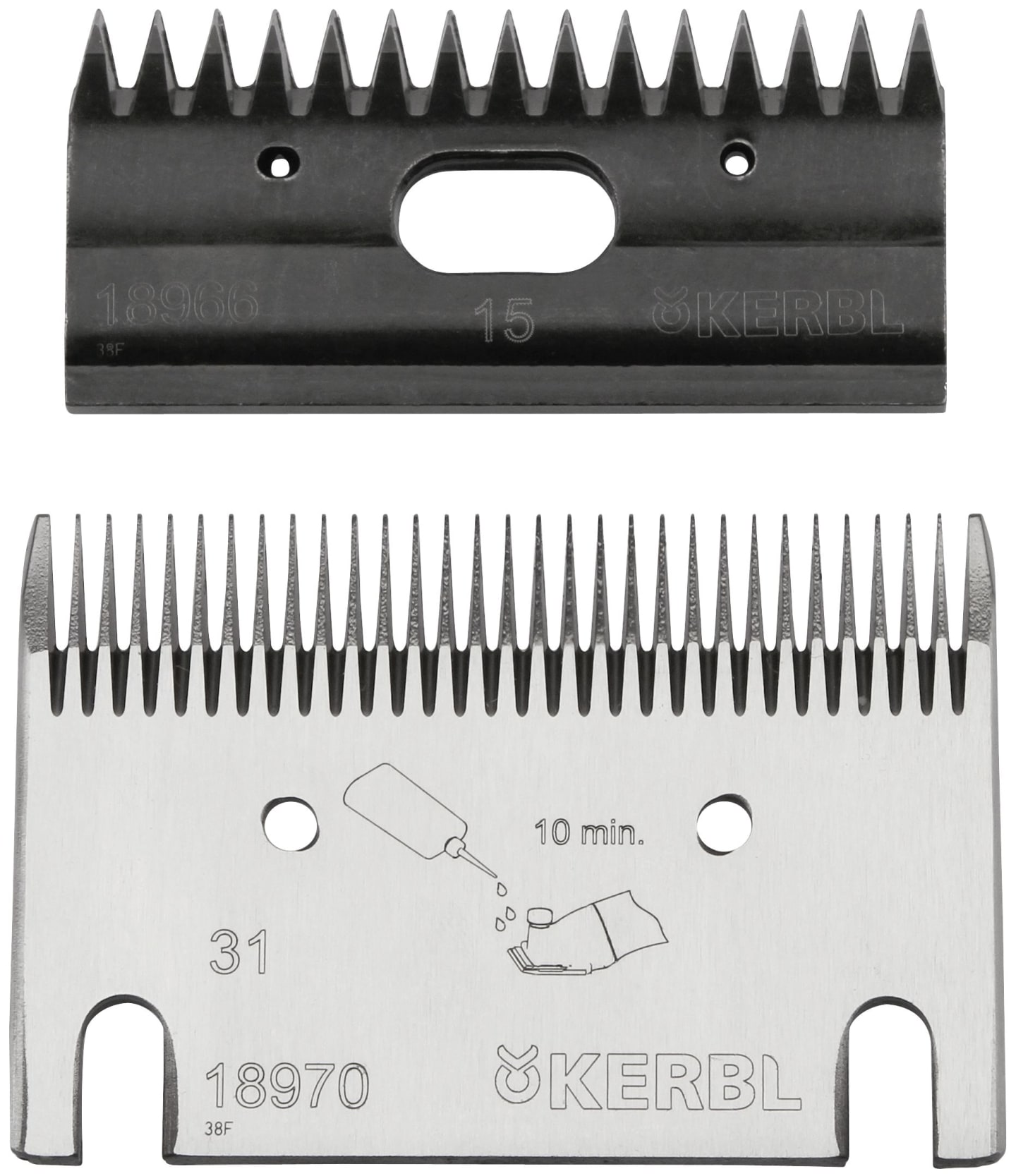 AESCULAP® Schermessersatz "Premium" Ober-/Untermesser 15/31 Zähne, leichte Verschmutzungen, Rinder; Pferde, 18956