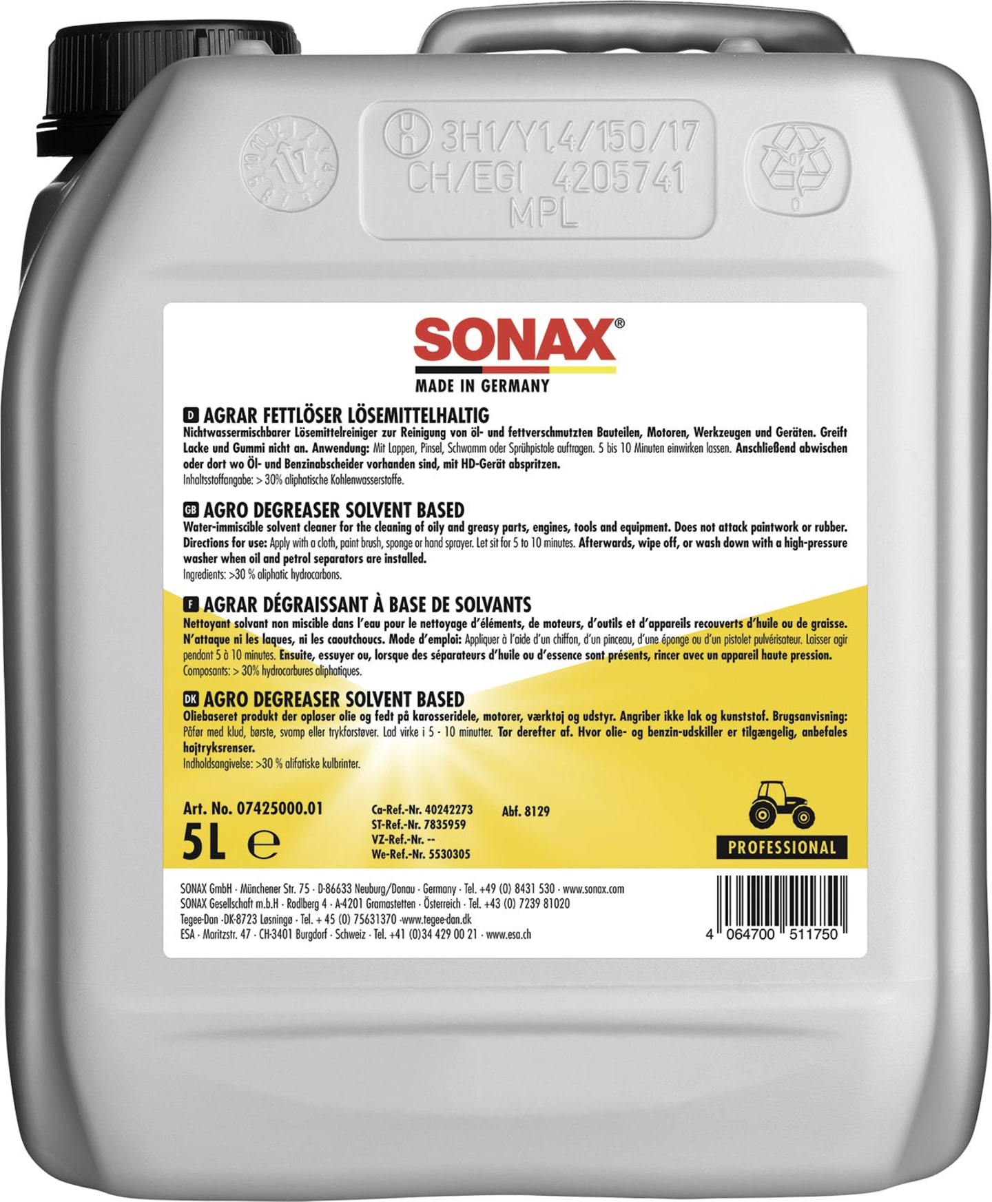 Sonax® Öl- und Fettlöser "Agrar" 5 l, 07425000