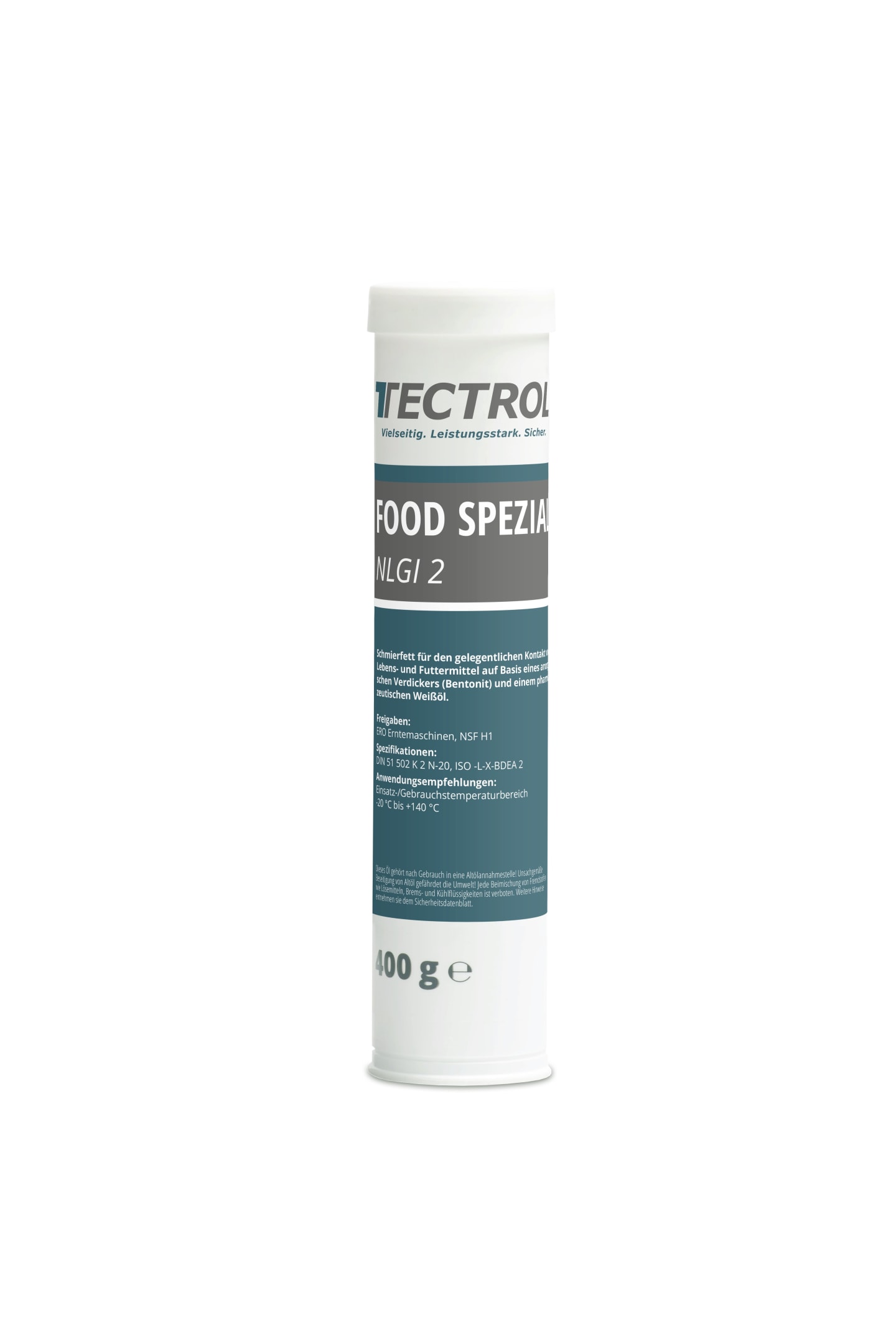 TECTROL FOOD SPEZIAL-FETT WP 400 g Kartusche NLGI 2 Schmierfett für Lebensmittelindustrie, Weinpressen